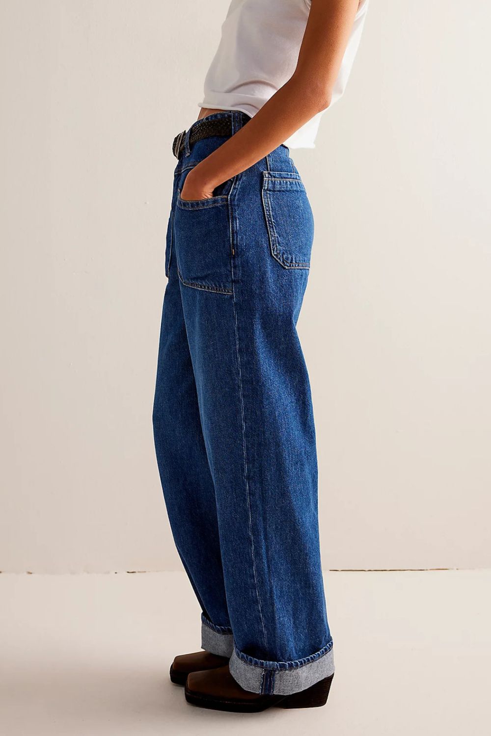 Washed Wide Leg Jeans with Pockets-BOTTOMS-[Adult]-[Female]-2022 Online Blue Zone Planet