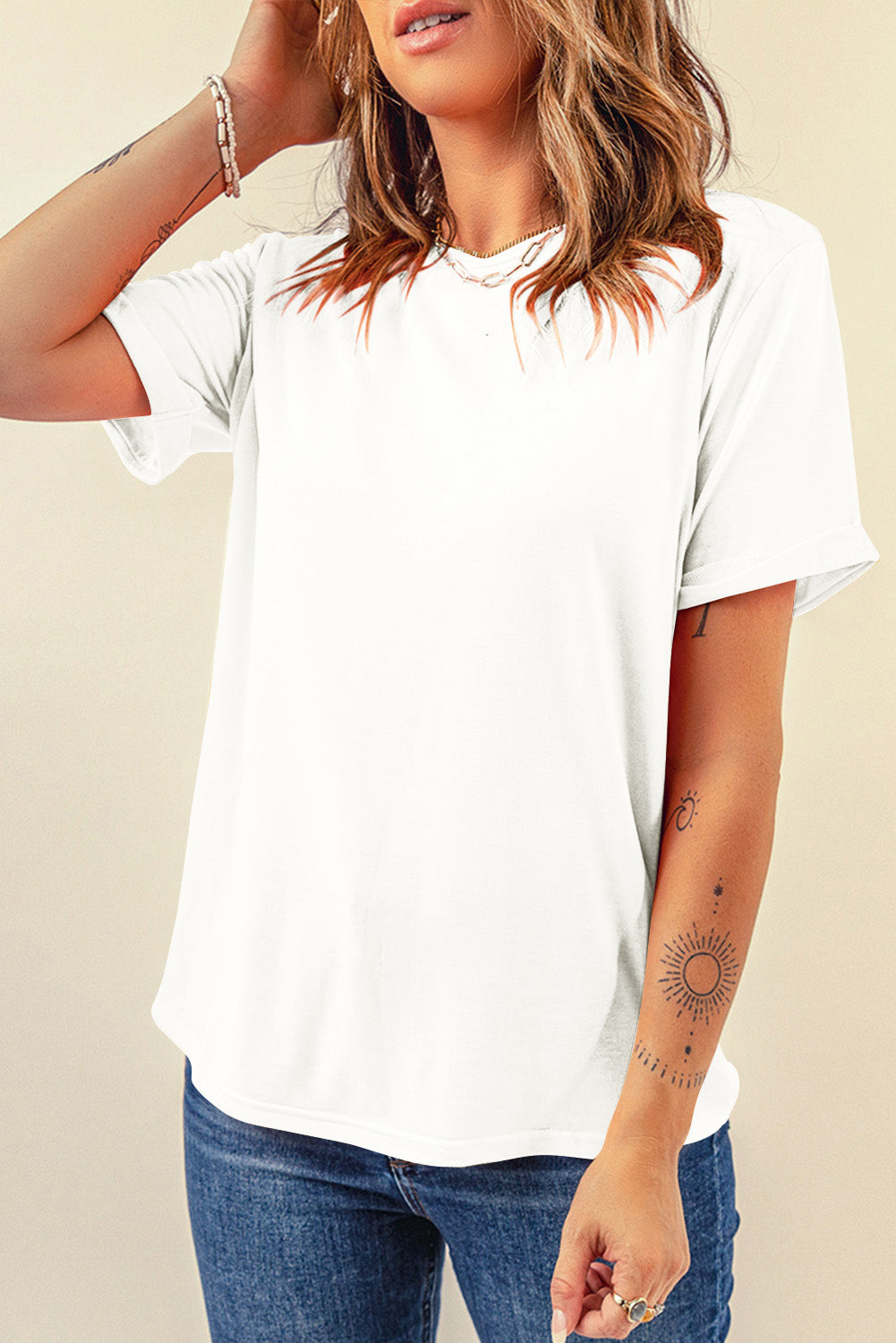 Bright Green Casual Plain Crew Neck Tee-Tops/Tops & Tees-[Adult]-[Female]-White-S-2022 Online Blue Zone Planet