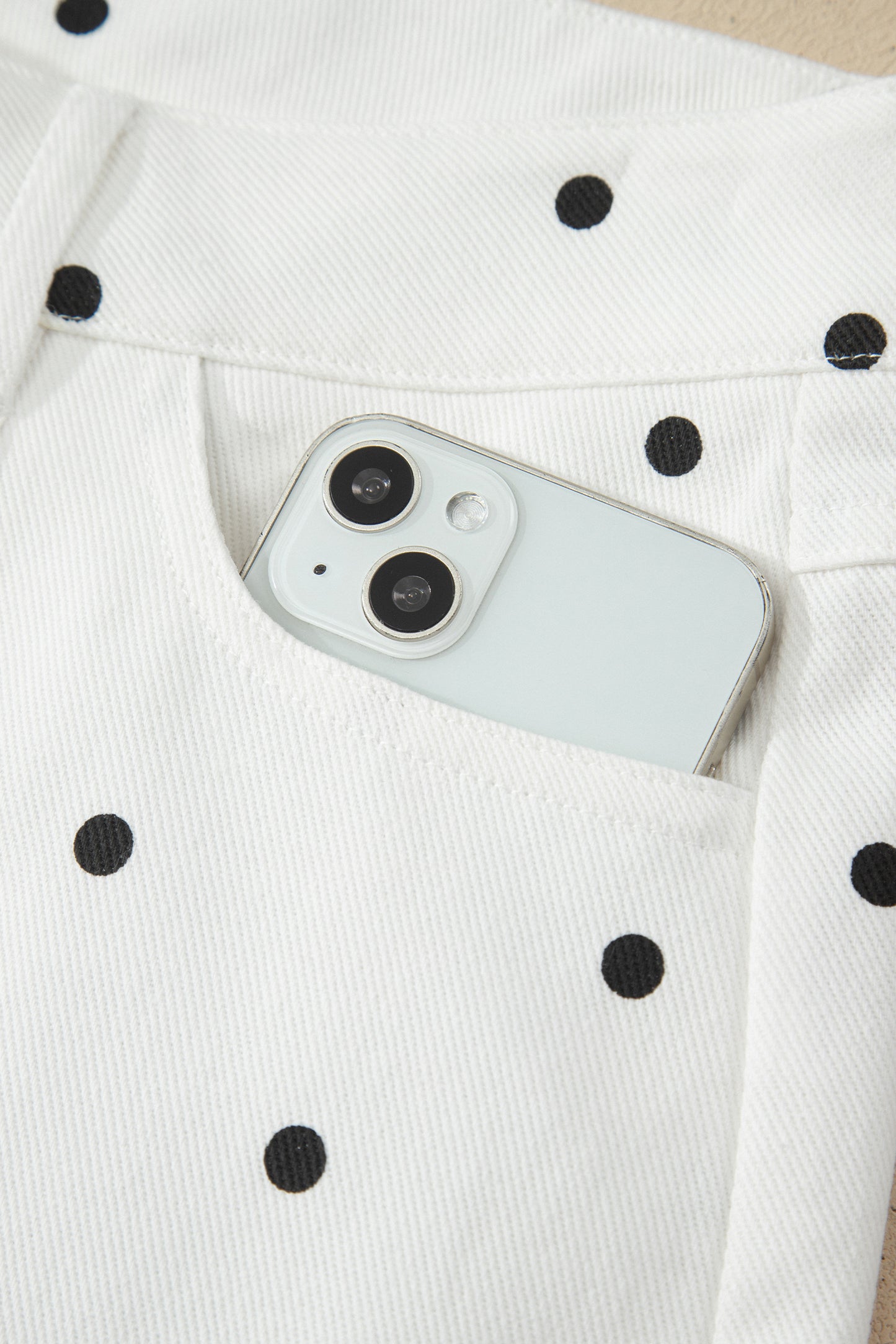 White Polka Dot Print Embroidered Scallop Hem Shorts-Bottoms/Casual Shorts-[Adult]-[Female]-2022 Online Blue Zone Planet
