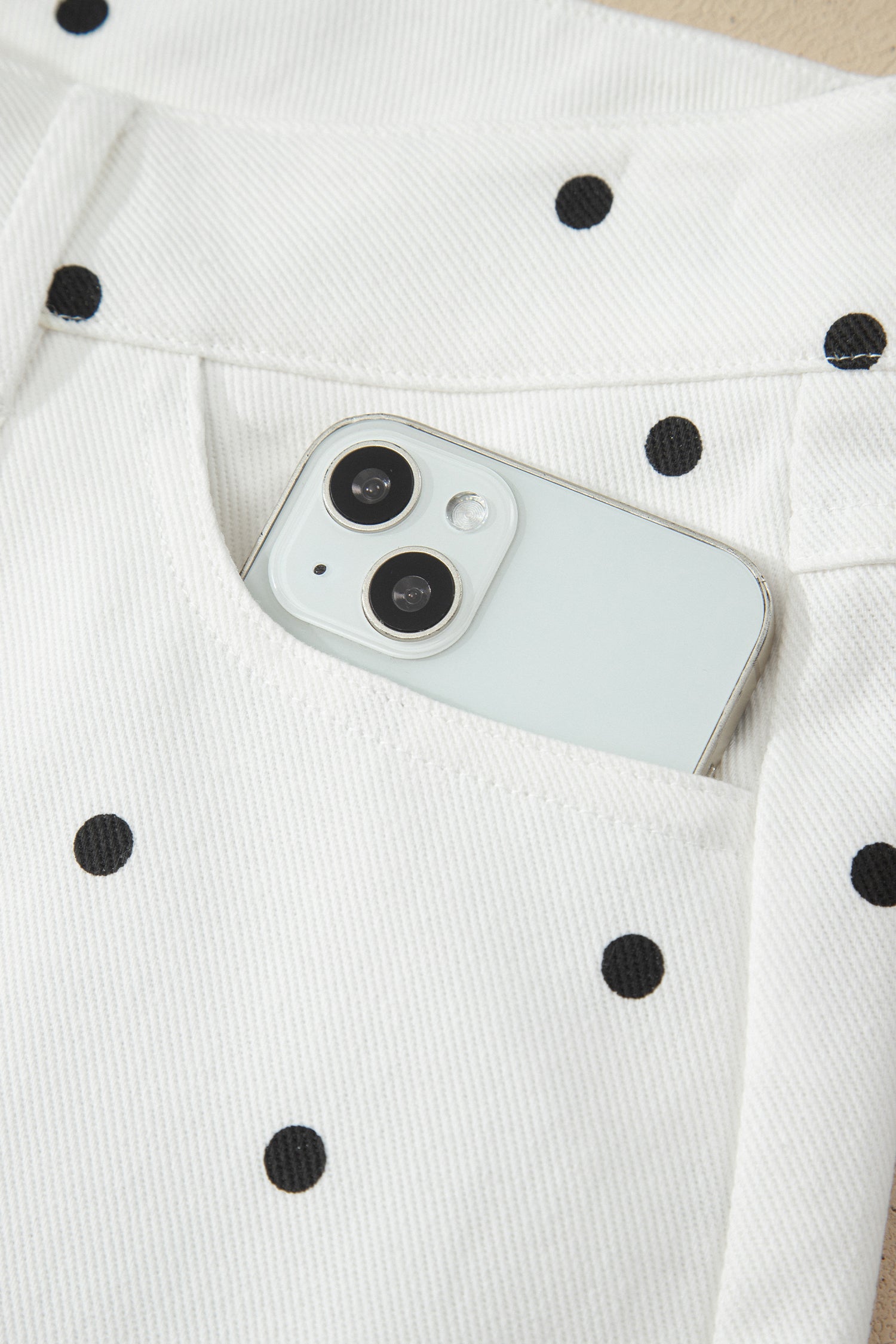 White Polka Dot Print Embroidered Scallop Hem Shorts-Bottoms/Casual Shorts-[Adult]-[Female]-2022 Online Blue Zone Planet