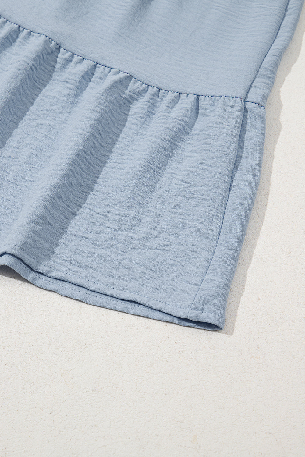 Beau Blue Shirt Collar Button Up Short Puff Sleeve Tiered Shift Dress-TOPS / DRESSES-[Adult]-[Female]-2022 Online Blue Zone Planet