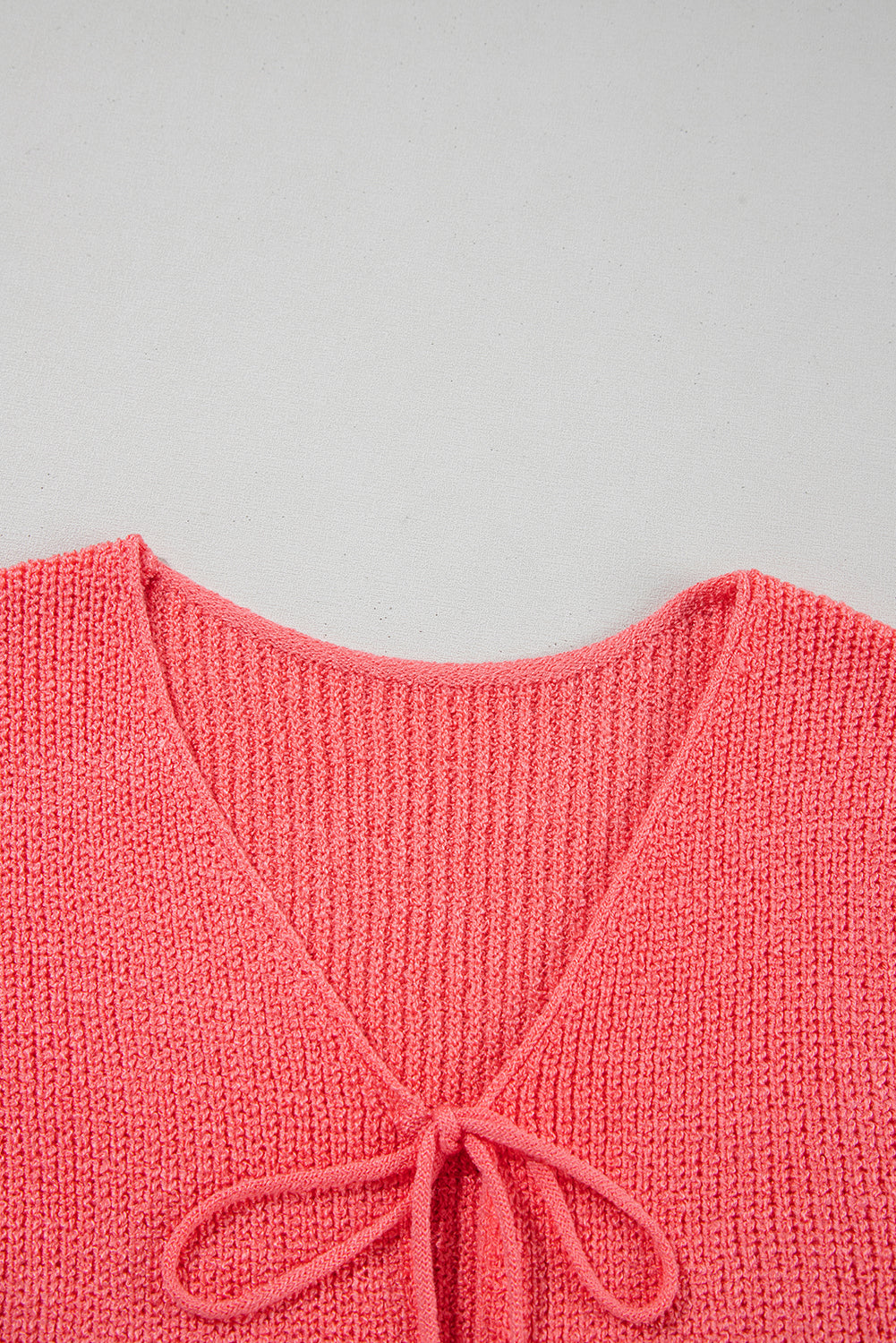Tomato Red Lace-Up Front V Neck Sweater Vest-TOPS / DRESSES-[Adult]-[Female]-2022 Online Blue Zone Planet
