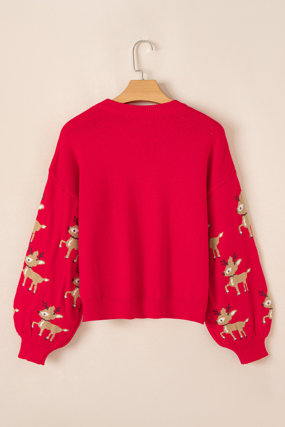 Blue Zone Planet | Dark Green Christmas Reindeer Pattern Drop Shoulder Sweater-Sweaters & Cardigans/Sweaters-[Adult]-[Female]-2022 Online Blue Zone Planet