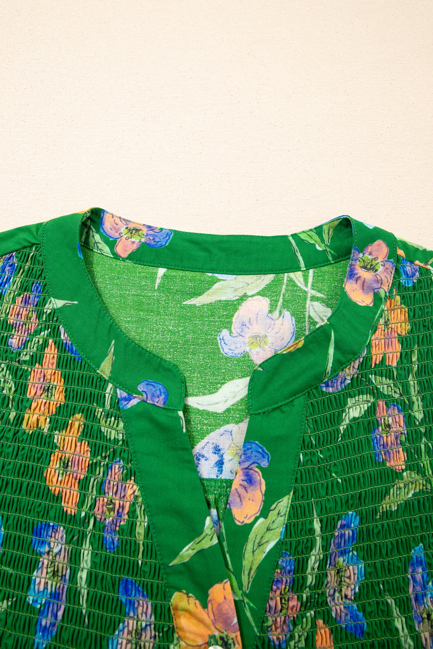 Green Plus Size Ruffled Short Sleeve Floral Top-Plus Size/Plus Size Tops/Plus Size Blouses & Shirts-[Adult]-[Female]-2022 Online Blue Zone Planet