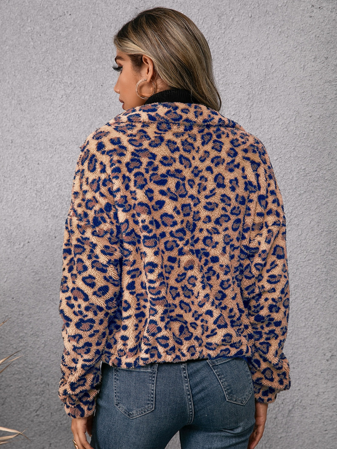 Drawstring Leopard Zip Up Jacket-TOPS / DRESSES-[Adult]-[Female]-2022 Online Blue Zone Planet