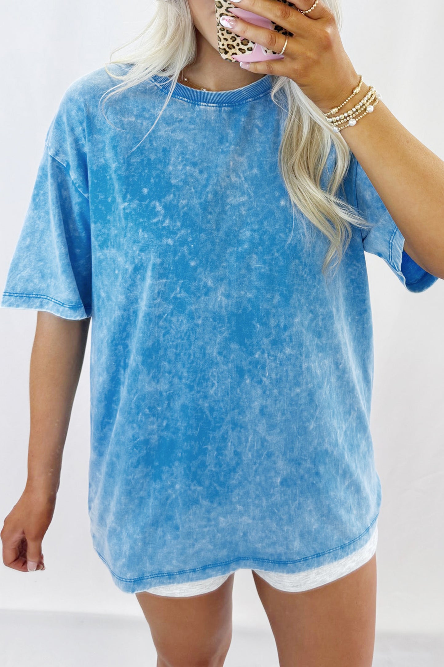 Blue Mineral Washed Oversized Tee-Tops/Tops & Tees-[Adult]-[Female]-2022 Online Blue Zone Planet