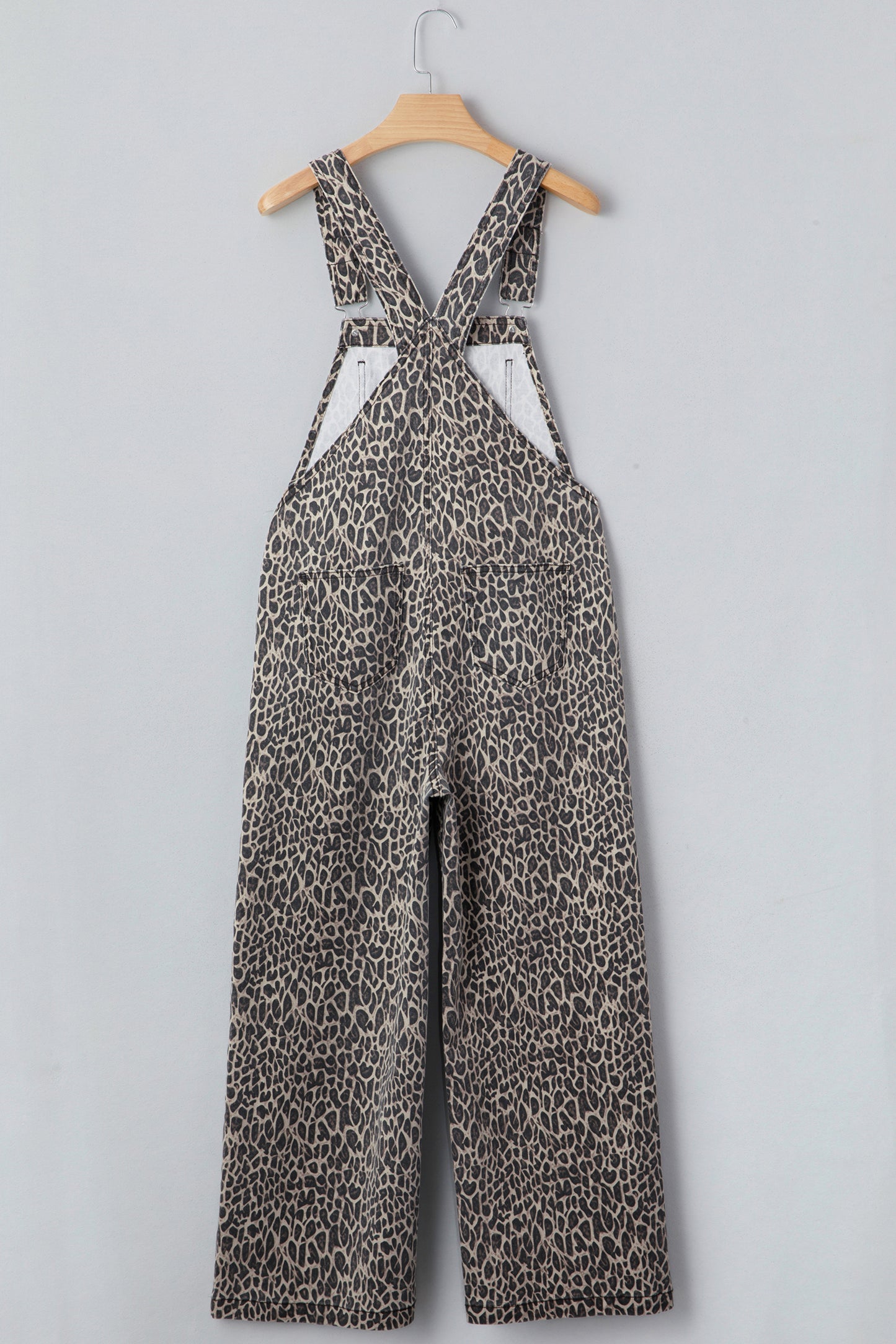 Brown Leopard Print Straight Leg Loose Denim Overall Jumpsuit-TOPS / DRESSES-[Adult]-[Female]-2022 Online Blue Zone Planet