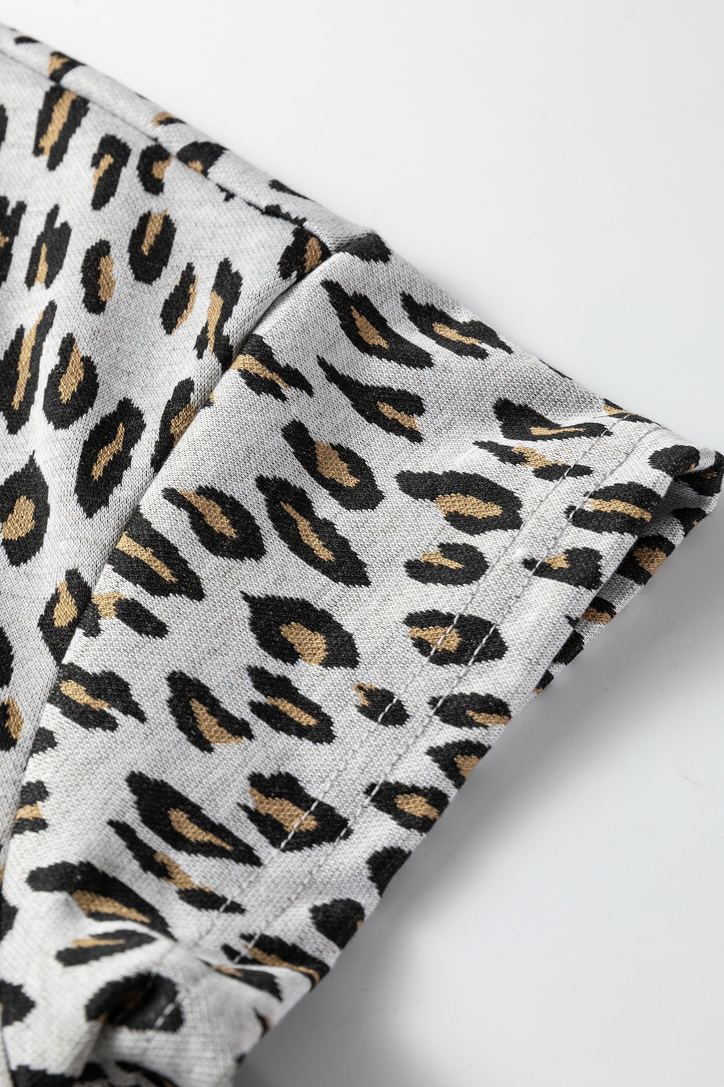 Beige Leopard Print Casual Tee and Pants 2pcs Outfit-Two Piece Sets/Pant Sets-[Adult]-[Female]-2022 Online Blue Zone Planet