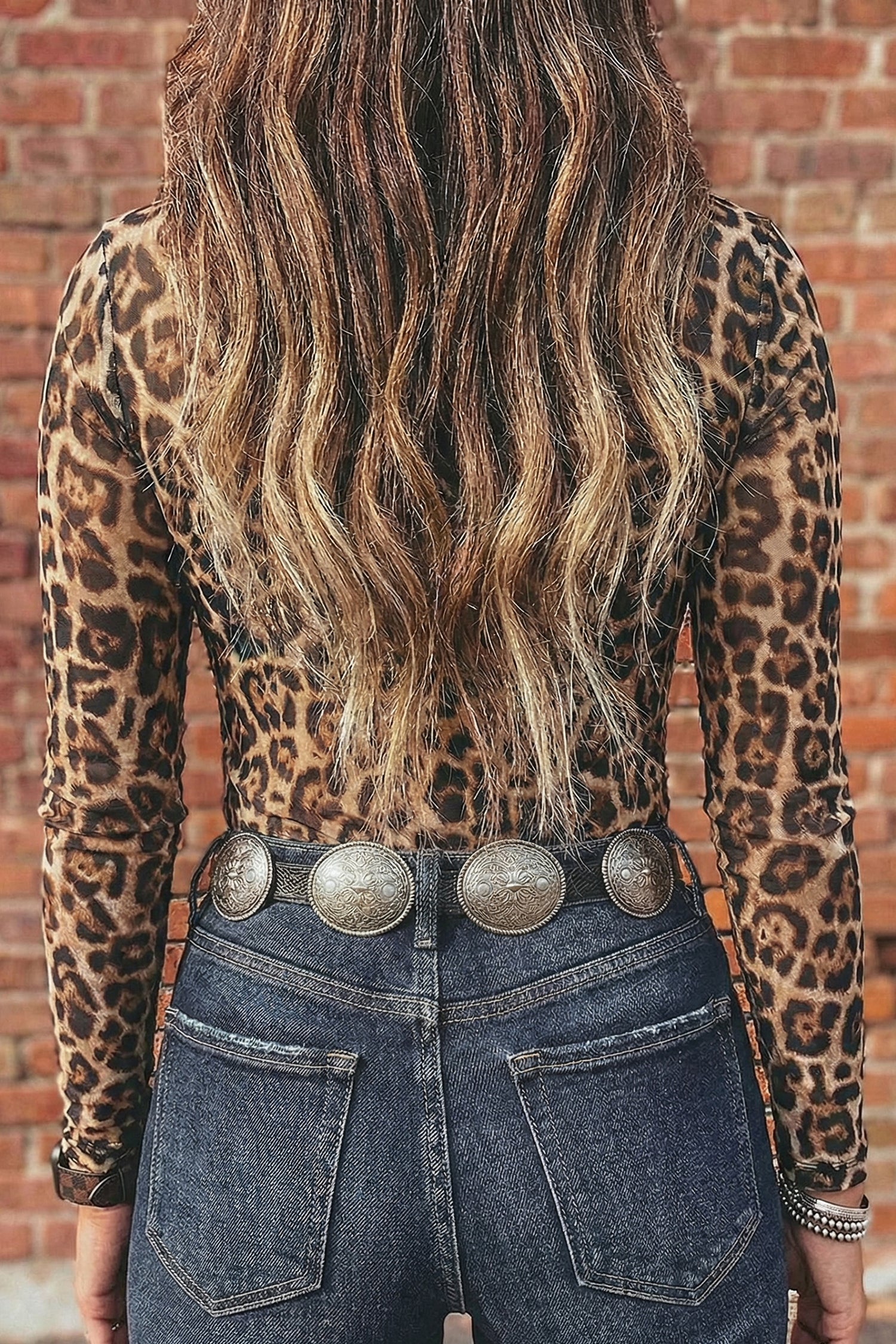 Camel Leopard Print Slim Fit Mesh Long Sleeve Mock Neck Top-Tops/Long Sleeve Tops-[Adult]-[Female]-2022 Online Blue Zone Planet