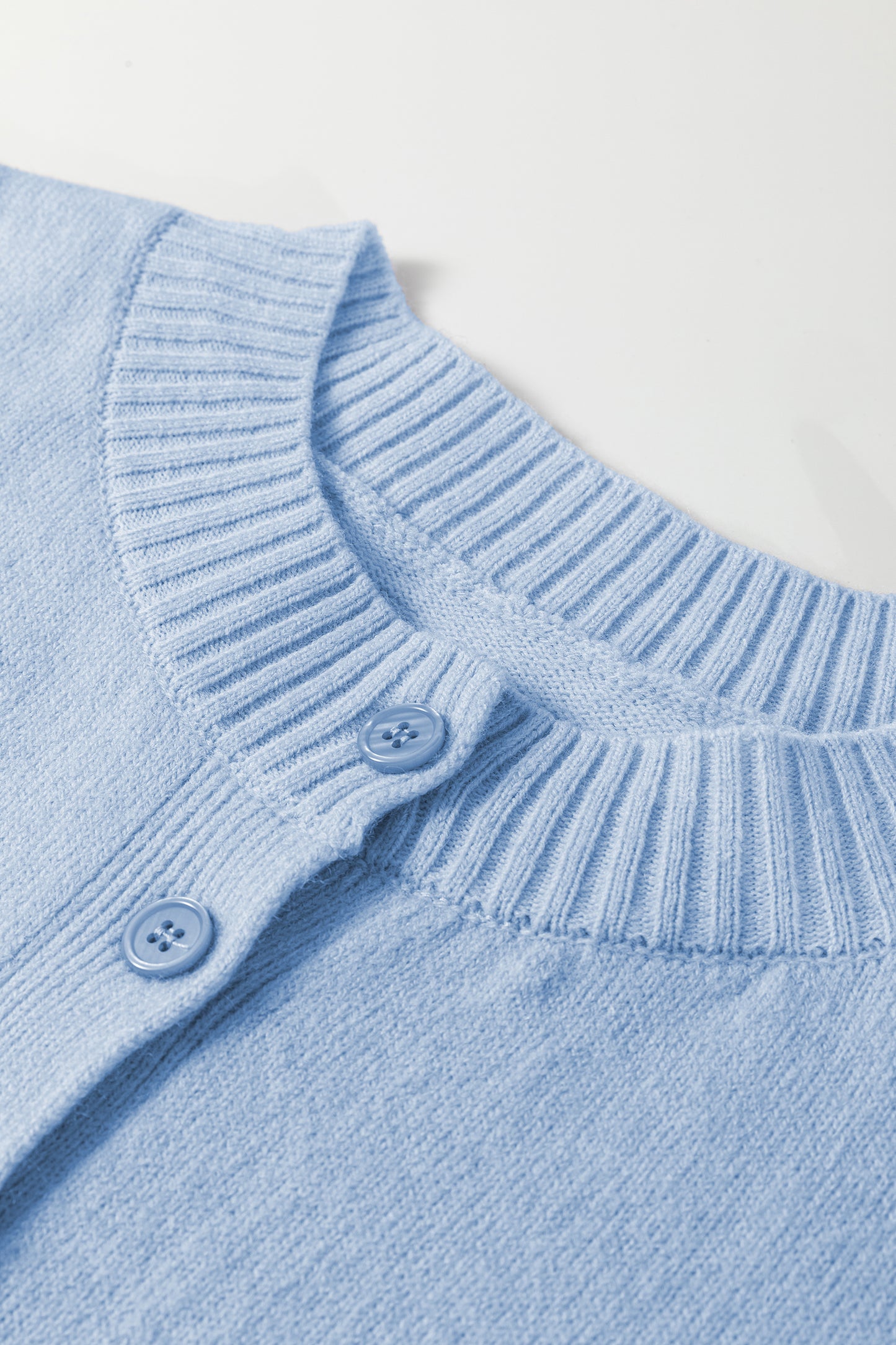 Beau Blue 3/4 Sleeve Boxy Knit Button Down Sweater Cardigan-TOPS / DRESSES-[Adult]-[Female]-2022 Online Blue Zone Planet