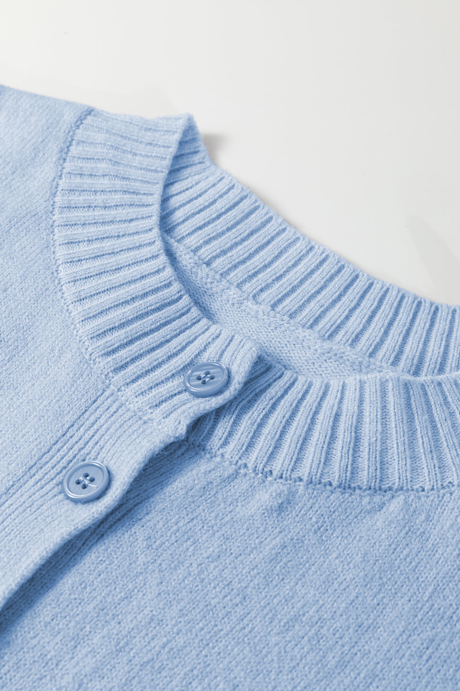 Beau Blue 3/4 Sleeve Boxy Knit Button Down Sweater Cardigan-TOPS / DRESSES-[Adult]-[Female]-2022 Online Blue Zone Planet