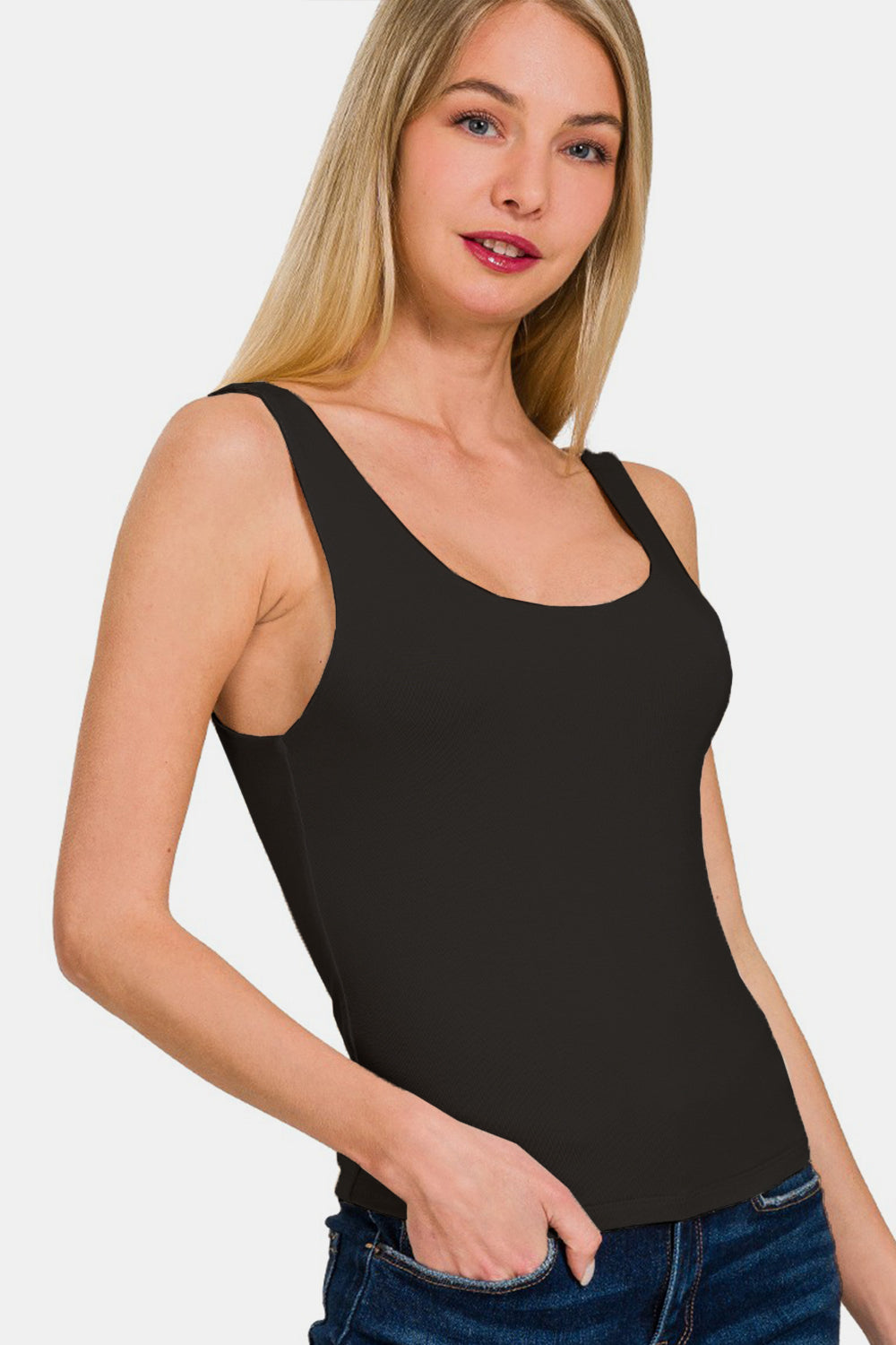 Zenana Double Layer Round Neck Tank-TOPS / DRESSES-[Adult]-[Female]-2022 Online Blue Zone Planet