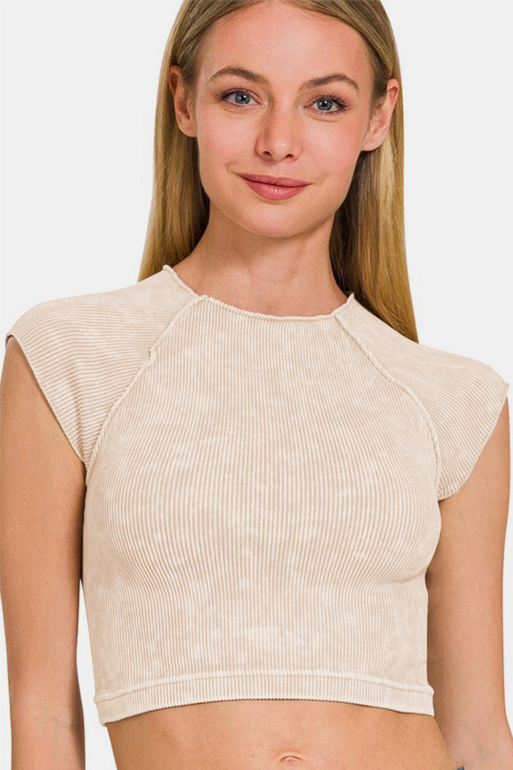 Zenana Ribbed Round Neck Cropped Top-TOPS / DRESSES-[Adult]-[Female]-2022 Online Blue Zone Planet