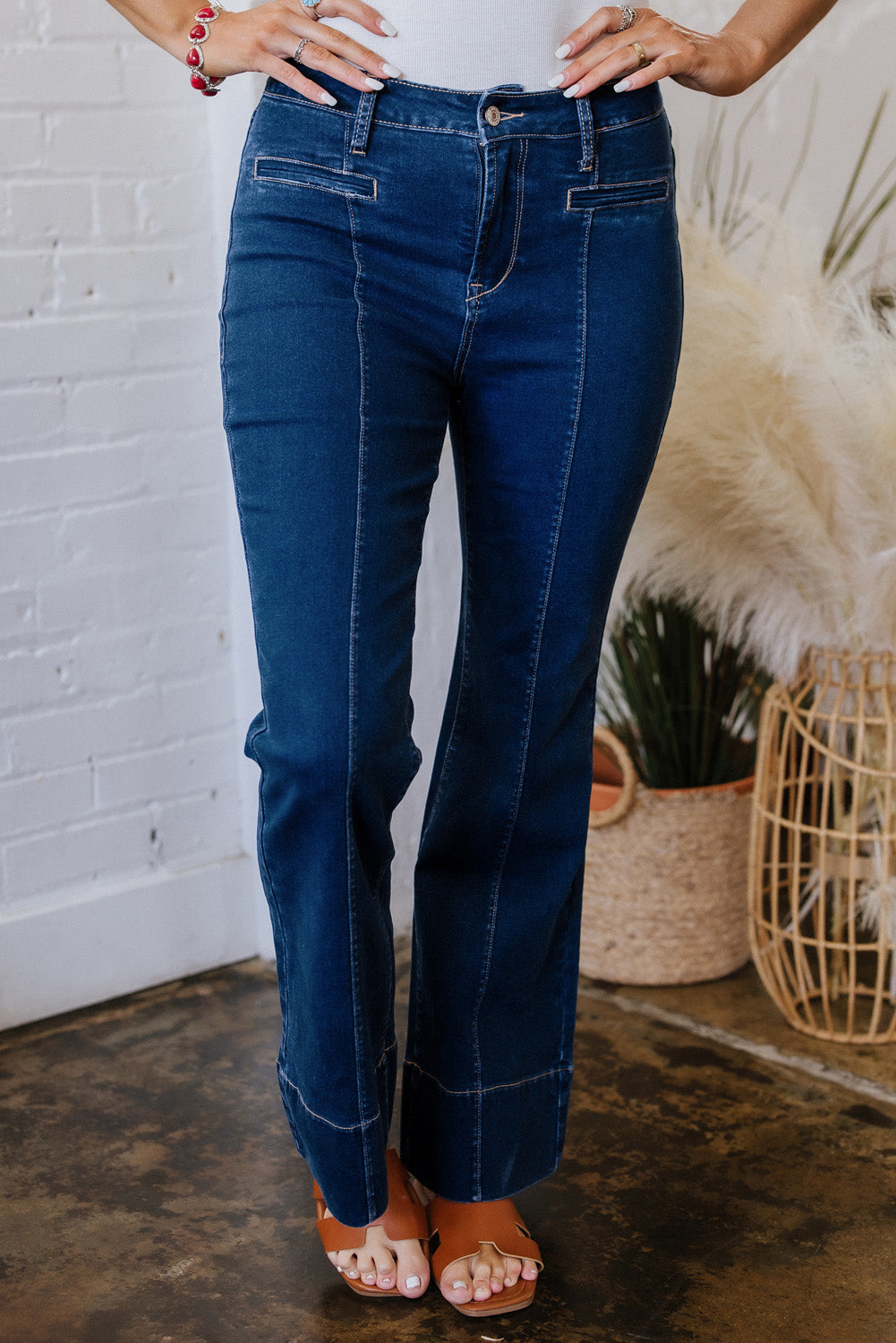 Sail Blue Center Seam Deep Wash Straight Jeans-Bottoms/Jeans-[Adult]-[Female]-2022 Online Blue Zone Planet