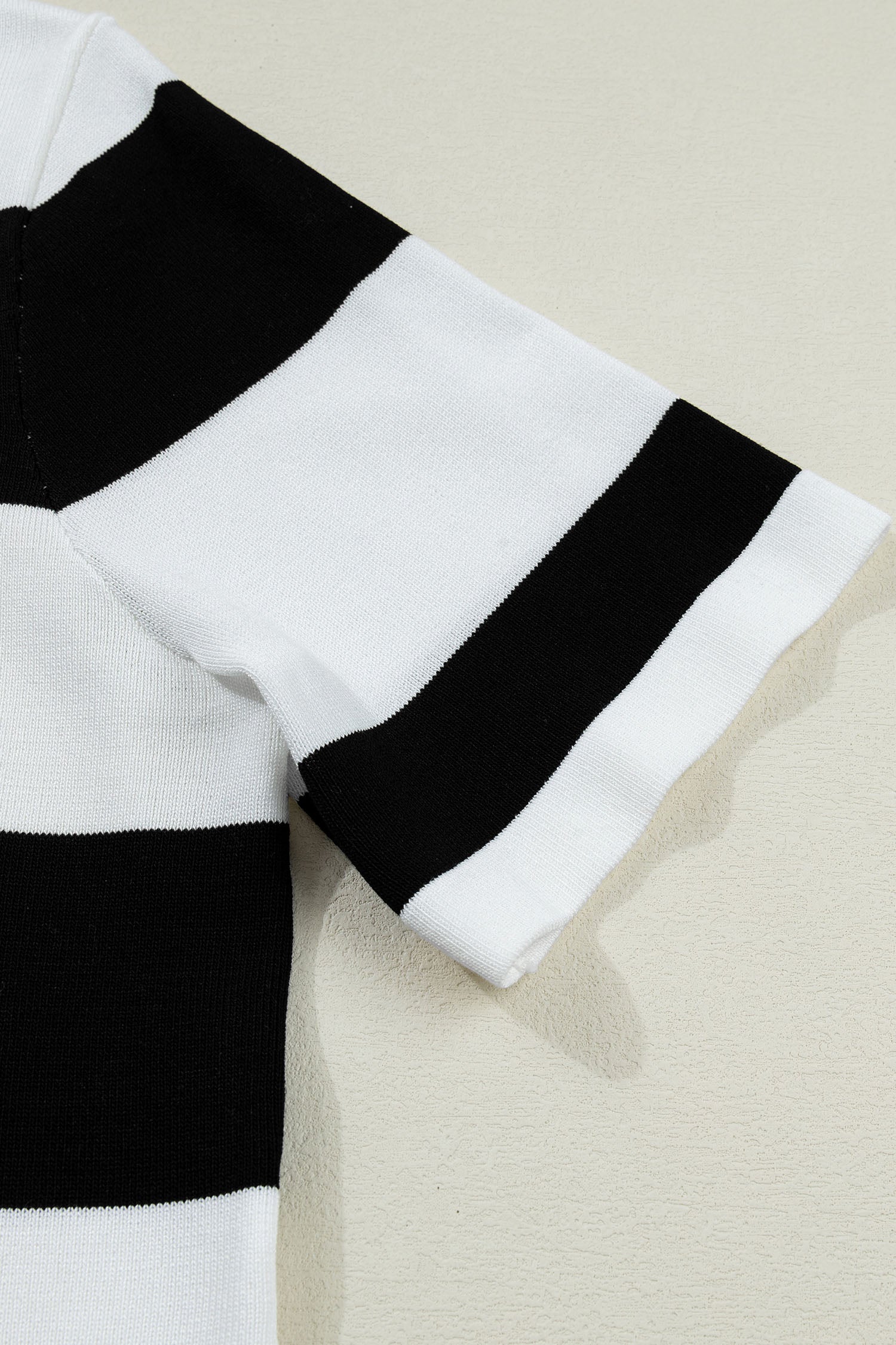 Black Stripe Colorblock Striped Knitted T Shirt-TOPS / DRESSES-[Adult]-[Female]-2022 Online Blue Zone Planet