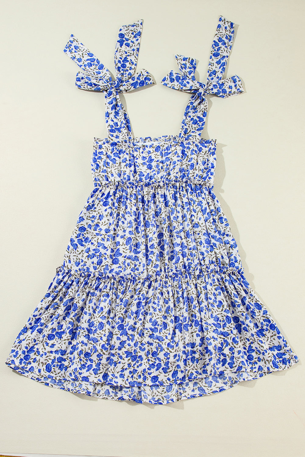 Blue Zone Planet | Blue Rose Floral Knotted Straps Tiered Babydoll Dress-TOPS / DRESSES-[Adult]-[Female]-2022 Online Blue Zone Planet