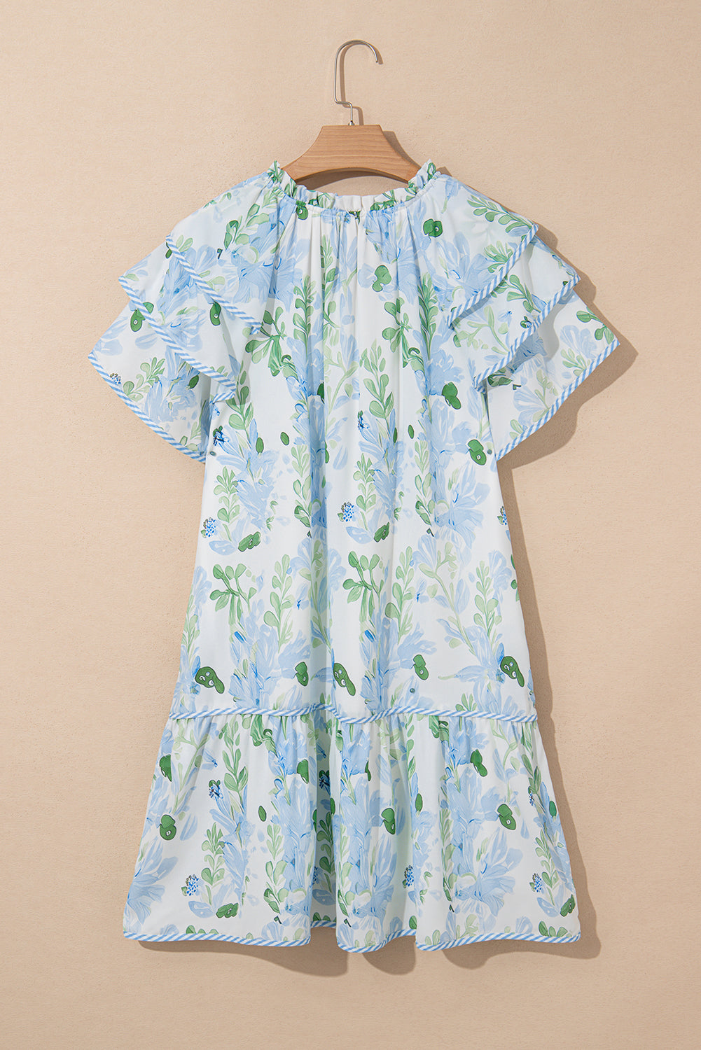 Orange Floral Contrast Edge Layered Short Sleeve Mini Dress-TOPS / DRESSES-[Adult]-[Female]-2022 Online Blue Zone Planet