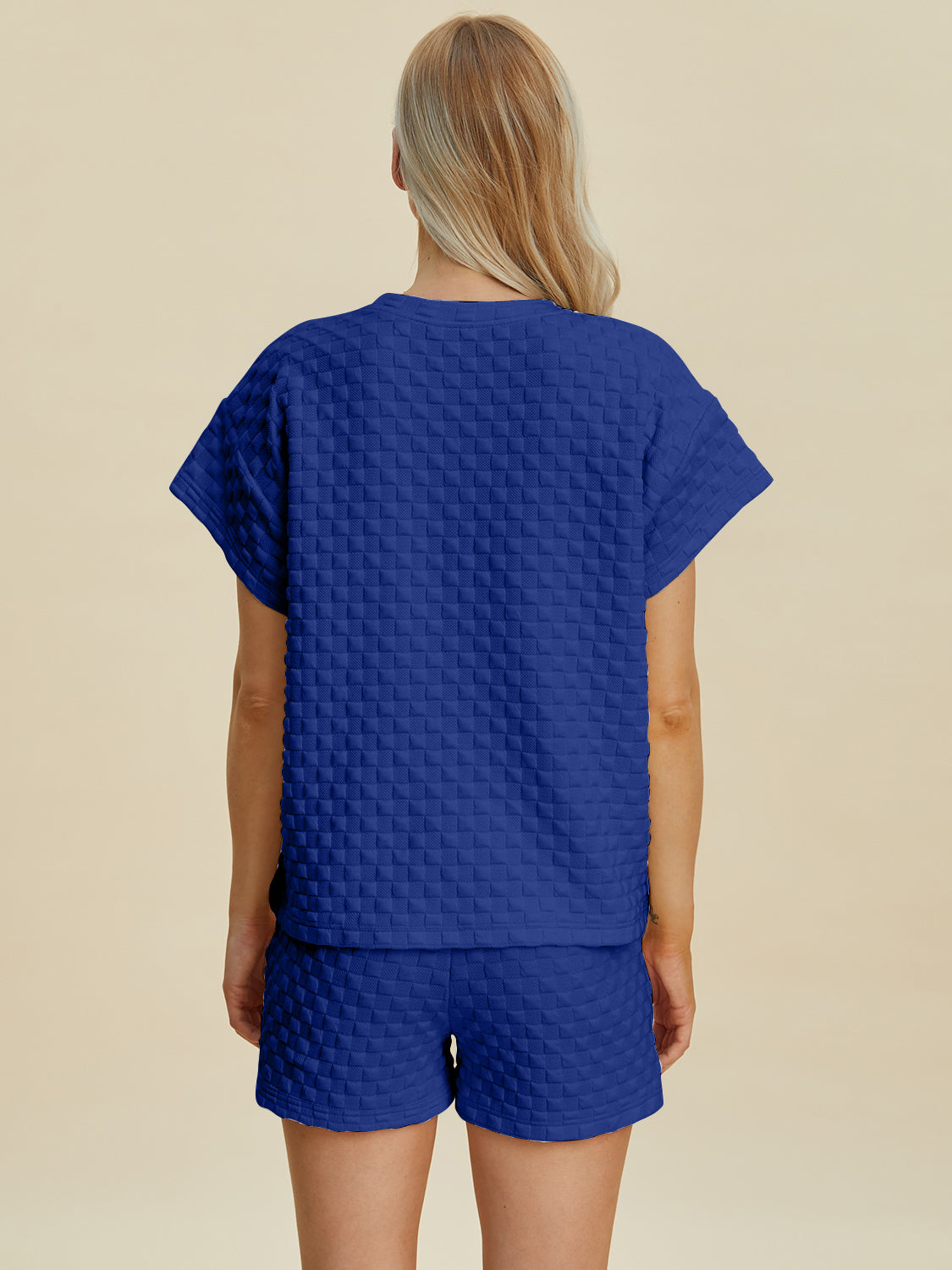 Double Take Full Size Texture T-Shirt and Shorts Set-TOPS / DRESSES-[Adult]-[Female]-2022 Online Blue Zone Planet