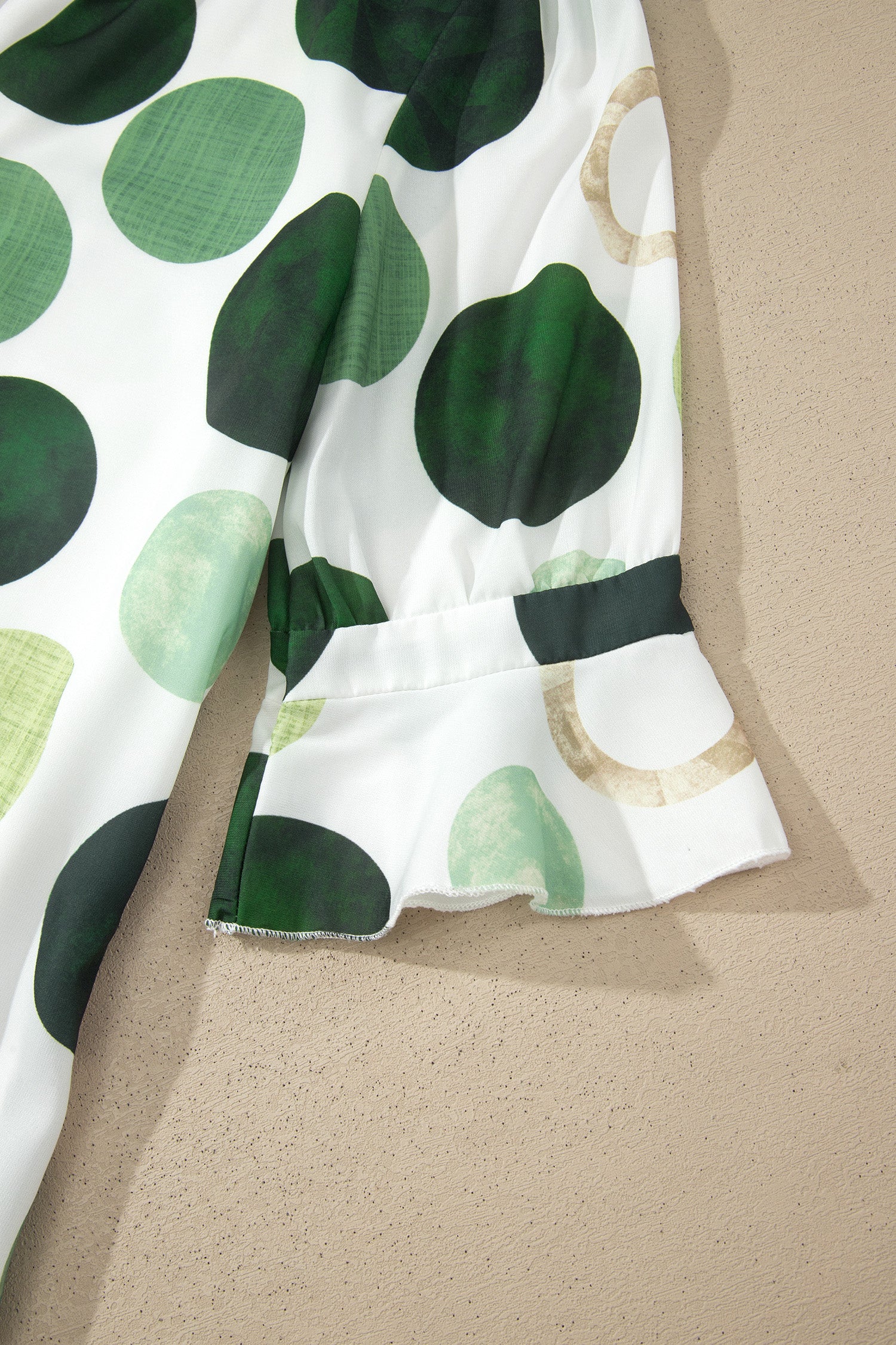 Green Polka Dot Print Flounced Half Sleeve Casual Vacation Style Mini Dress-TOPS / DRESSES-[Adult]-[Female]-2022 Online Blue Zone Planet
