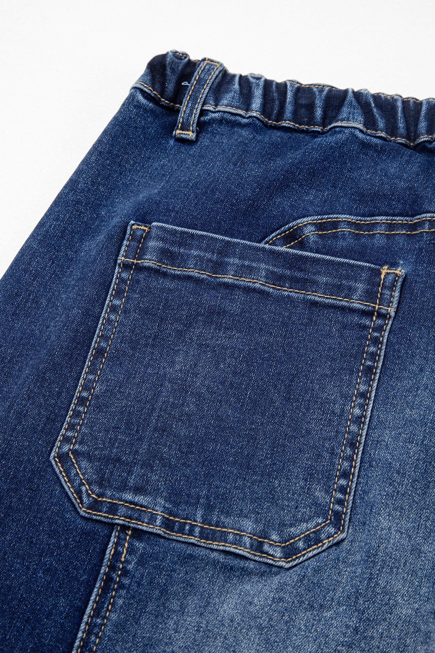 Prussian Blue Drawstring Seam Detail Raw Hem Wide Leg Denim Pants-Bottoms/Jeans-[Adult]-[Female]-2022 Online Blue Zone Planet
