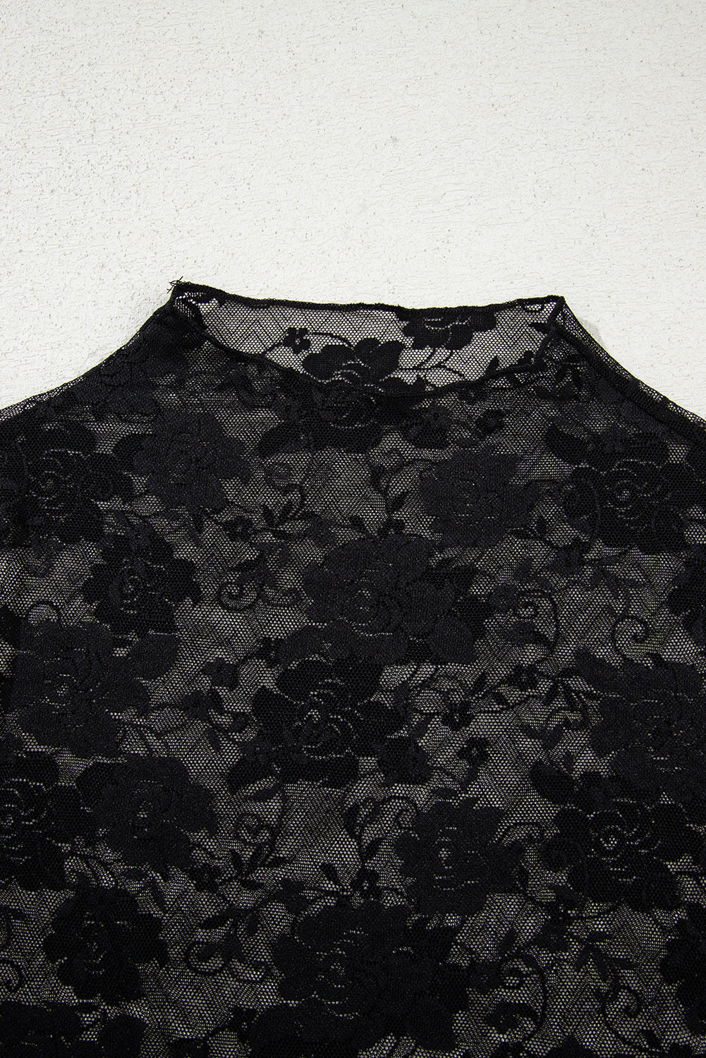 White Sheer Floral Lace Mesh Mock Neck Long Sleeve Top-Tops/Long Sleeve Tops-[Adult]-[Female]-2022 Online Blue Zone Planet