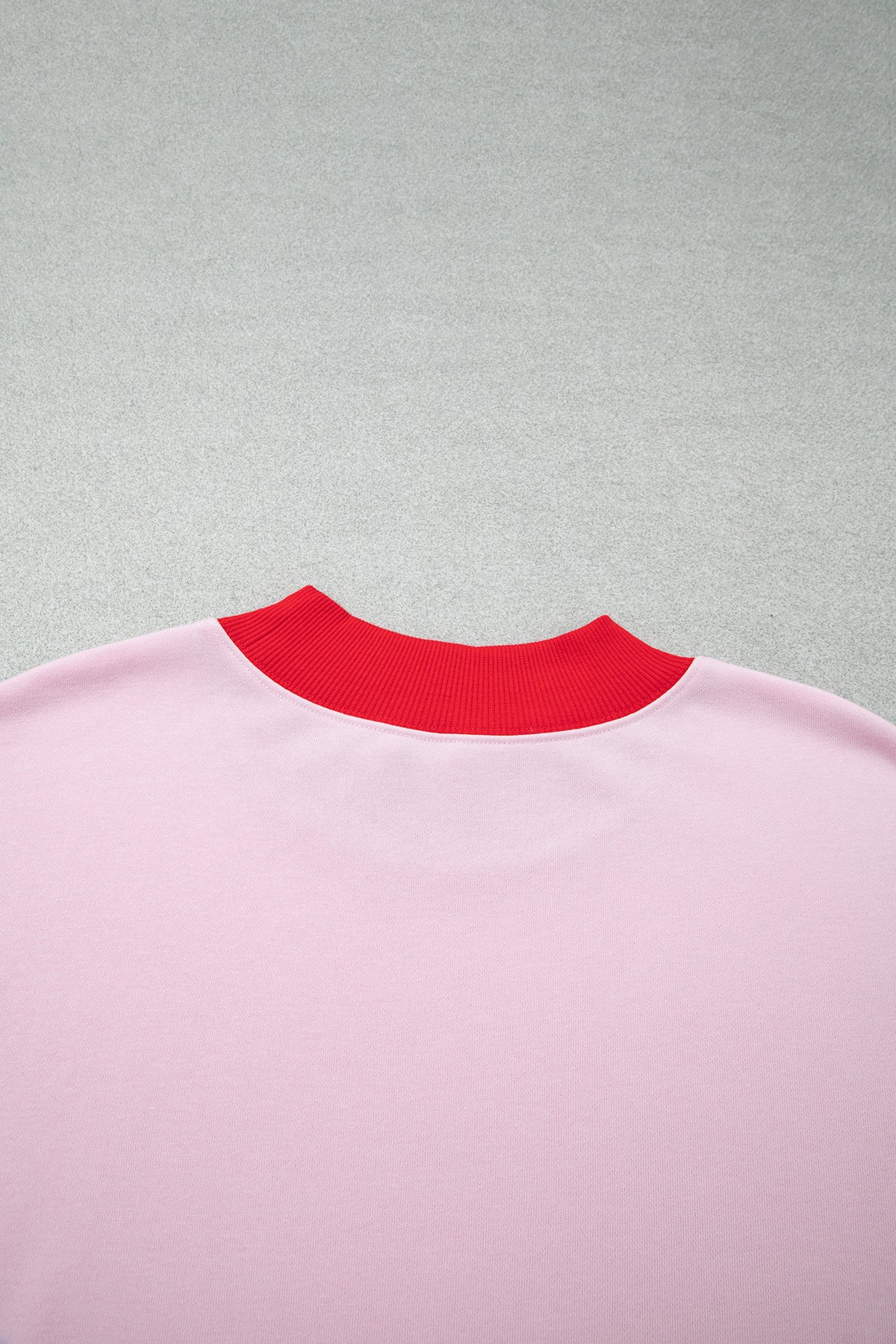 Pink Color Block Contrast Trim Plus Size Sweatshirt-Plus Size/Plus Size Sweatshirts & Hoodies-[Adult]-[Female]-2022 Online Blue Zone Planet