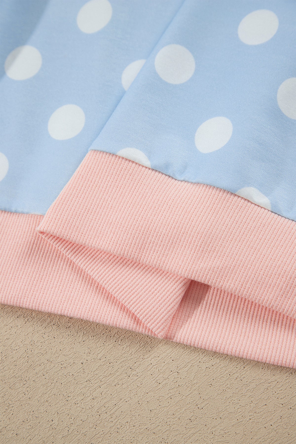 Pink Polka Dot Contrast Trim Long Sleeve Top Drawstring Shift Pants Set-Two Piece Sets/Pant Sets-[Adult]-[Female]-2022 Online Blue Zone Planet