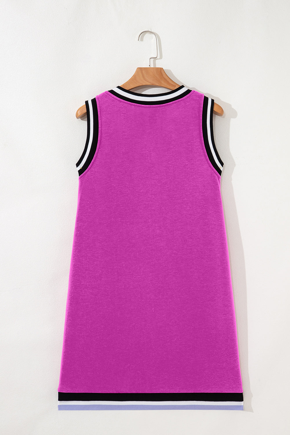 Purple Orchid Color Contrast Trim V Neck Shift Sleeveless Mini Dress-TOPS / DRESSES-[Adult]-[Female]-2022 Online Blue Zone Planet