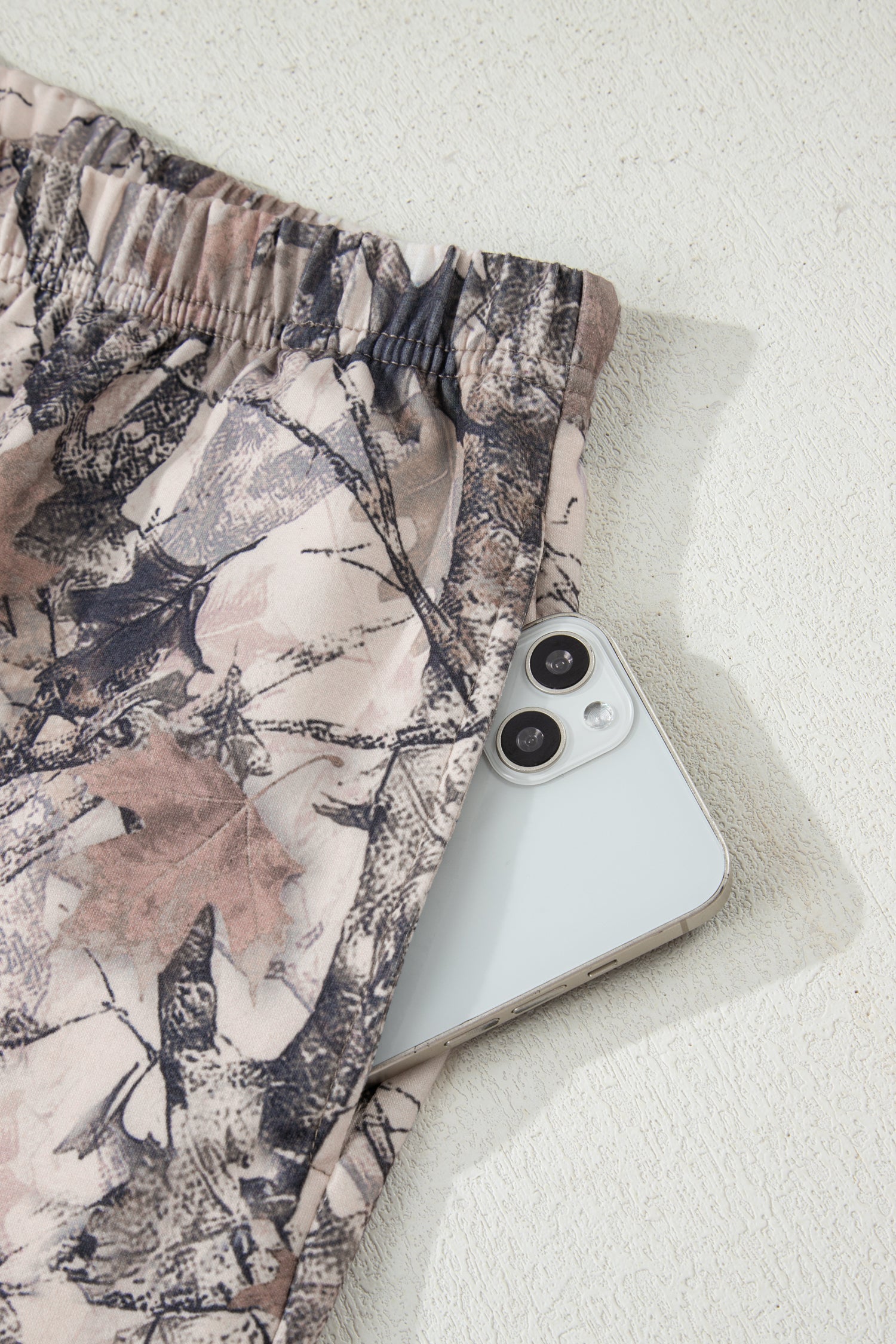 Khaki Woodland Camo Print Long Sleeve Top Casual Short Set-Two Piece Sets/Short Sets-[Adult]-[Female]-2022 Online Blue Zone Planet