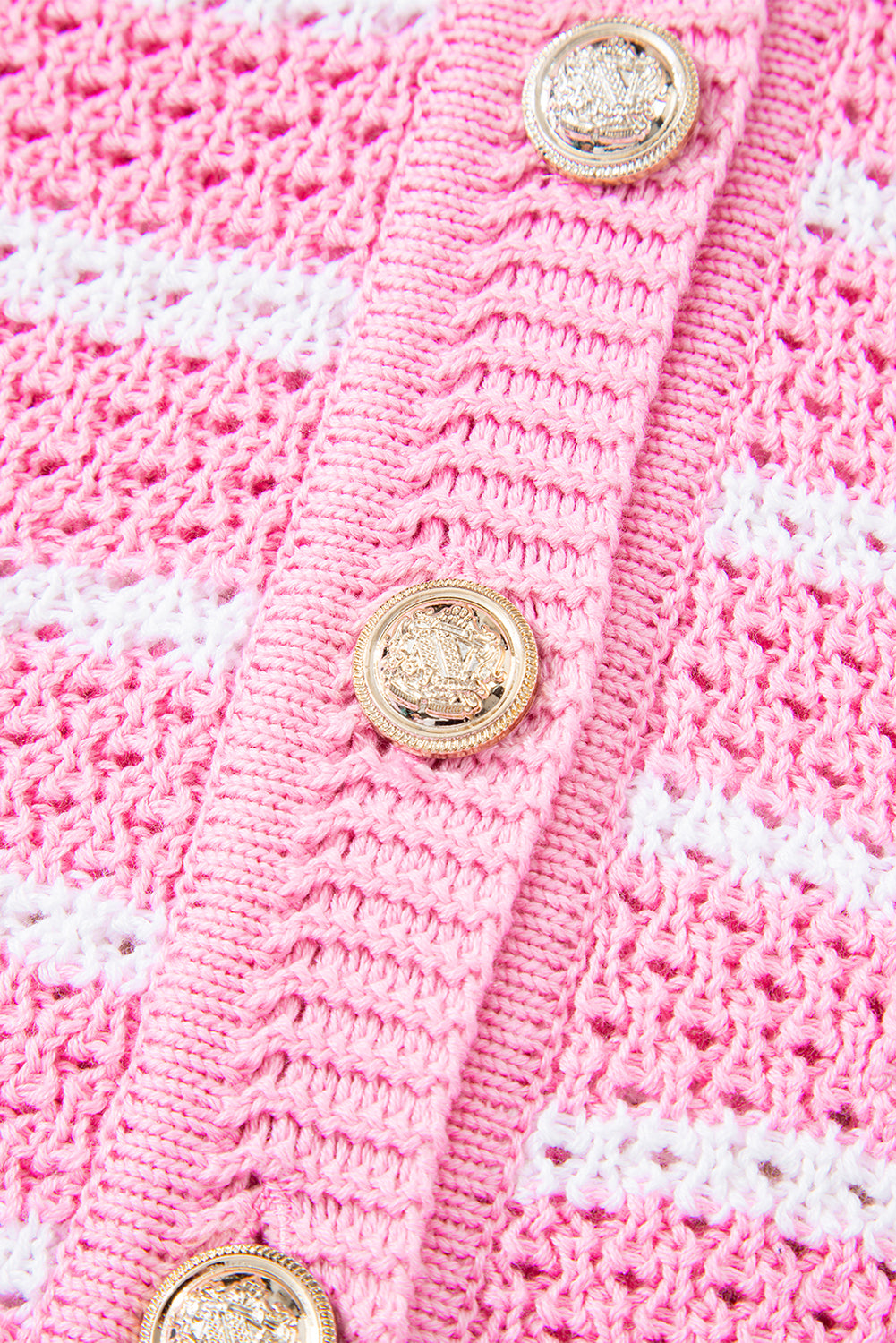 Sky Blue Stripe V Neck Gold Buttons Elegant Sweater Vest-TOPS / DRESSES-[Adult]-[Female]-2022 Online Blue Zone Planet