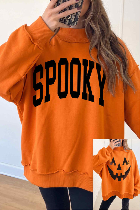 Carrot Oversize Halloween Print Mock Neck Reversible Sweatshirt-Graphic/Graphic Sweatshirts-[Adult]-[Female]-Carrot-S-2022 Online Blue Zone Planet