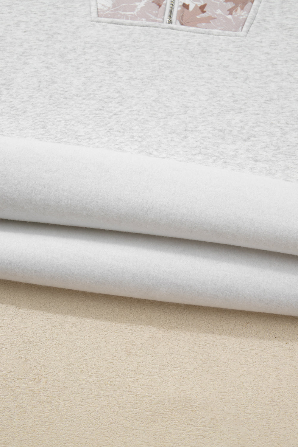 Gray Camo Leaves Patchwork Zipped Collar Pullover Plus Size Sweatshirt-Plus Size/Plus Size Sweatshirts & Hoodies-[Adult]-[Female]-2022 Online Blue Zone Planet