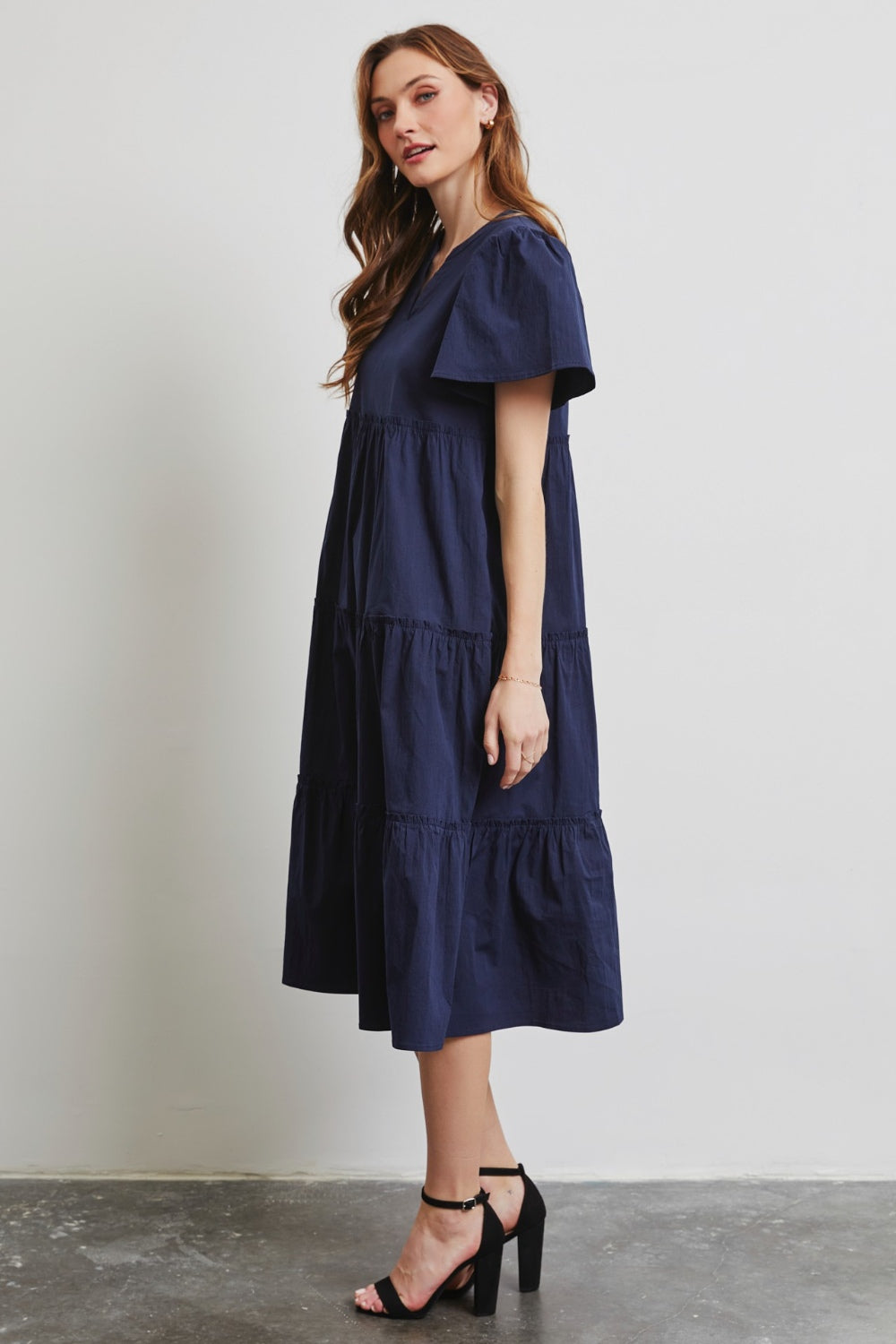 HEYSON Full Size Cotton Poplin Ruffled Tiered Midi Dress-TOPS / DRESSES-[Adult]-[Female]-2022 Online Blue Zone Planet