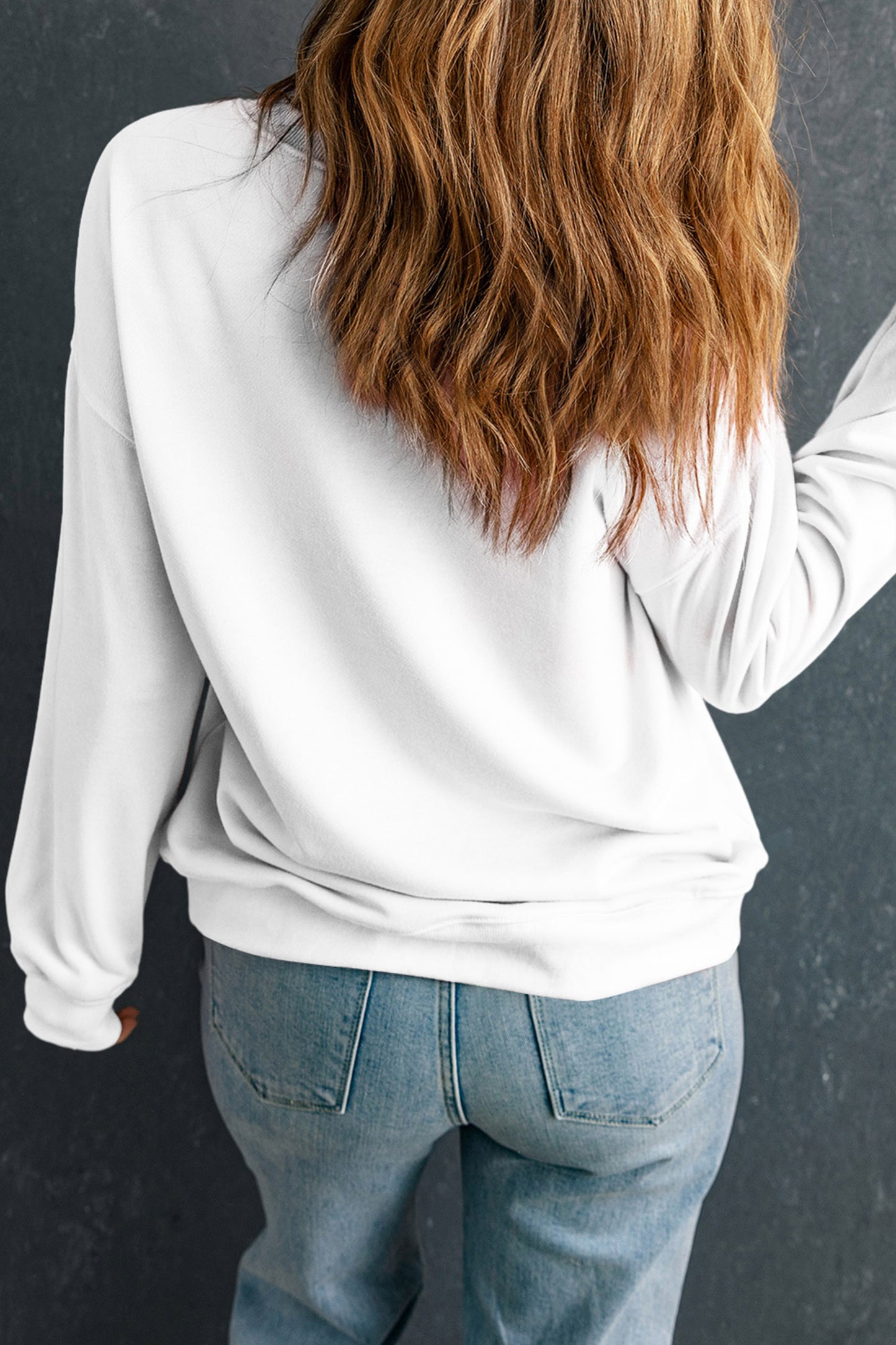 White Sequin Bat Pullover Drop Shoulder Halloween Sweatshirt-Graphic/Graphic Sweatshirts-[Adult]-[Female]-2022 Online Blue Zone Planet