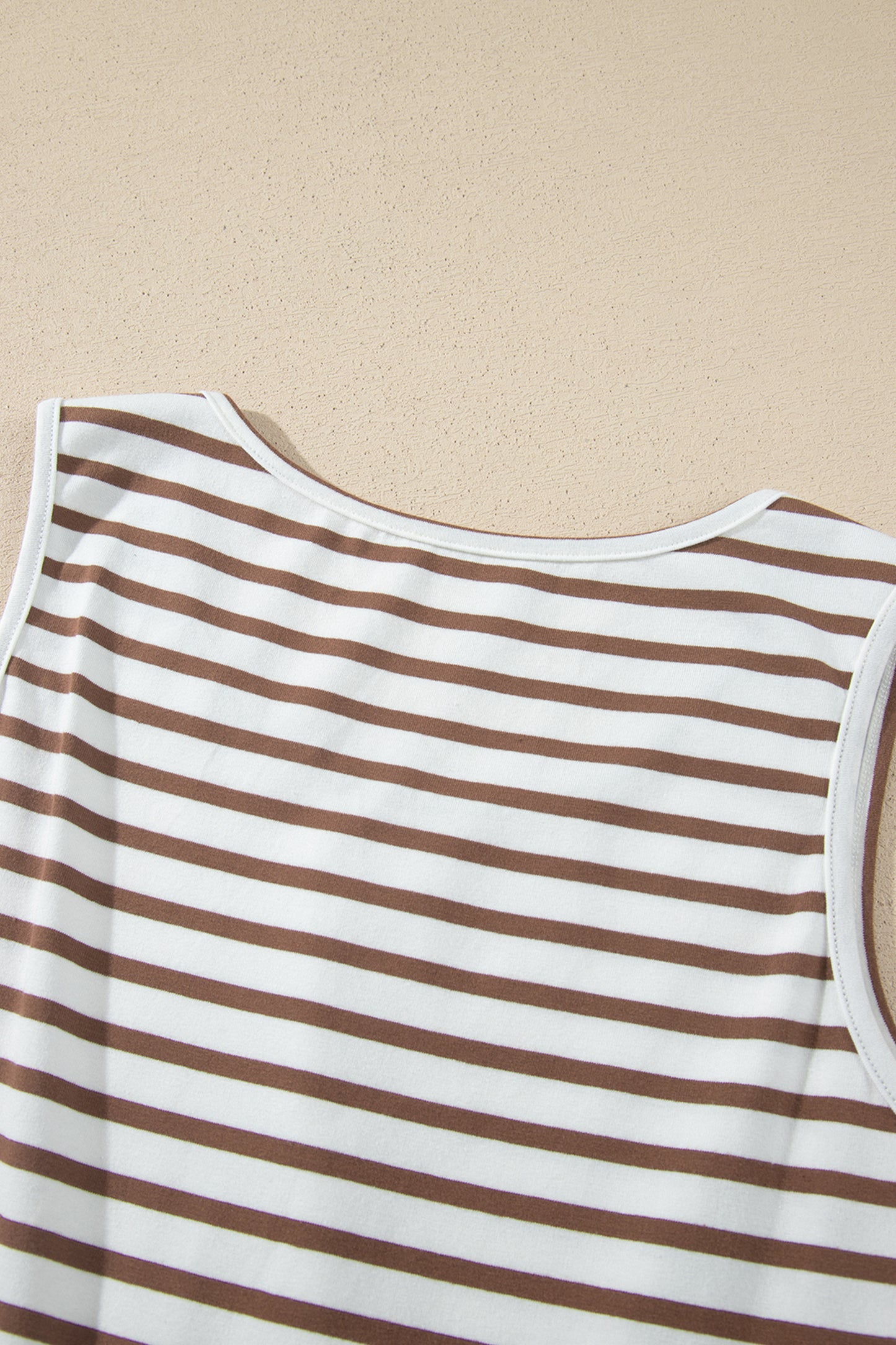 Chestnut Striped Colorblock Patchwork Sleeveless Casual Long Dress-TOPS / DRESSES-[Adult]-[Female]-2022 Online Blue Zone Planet