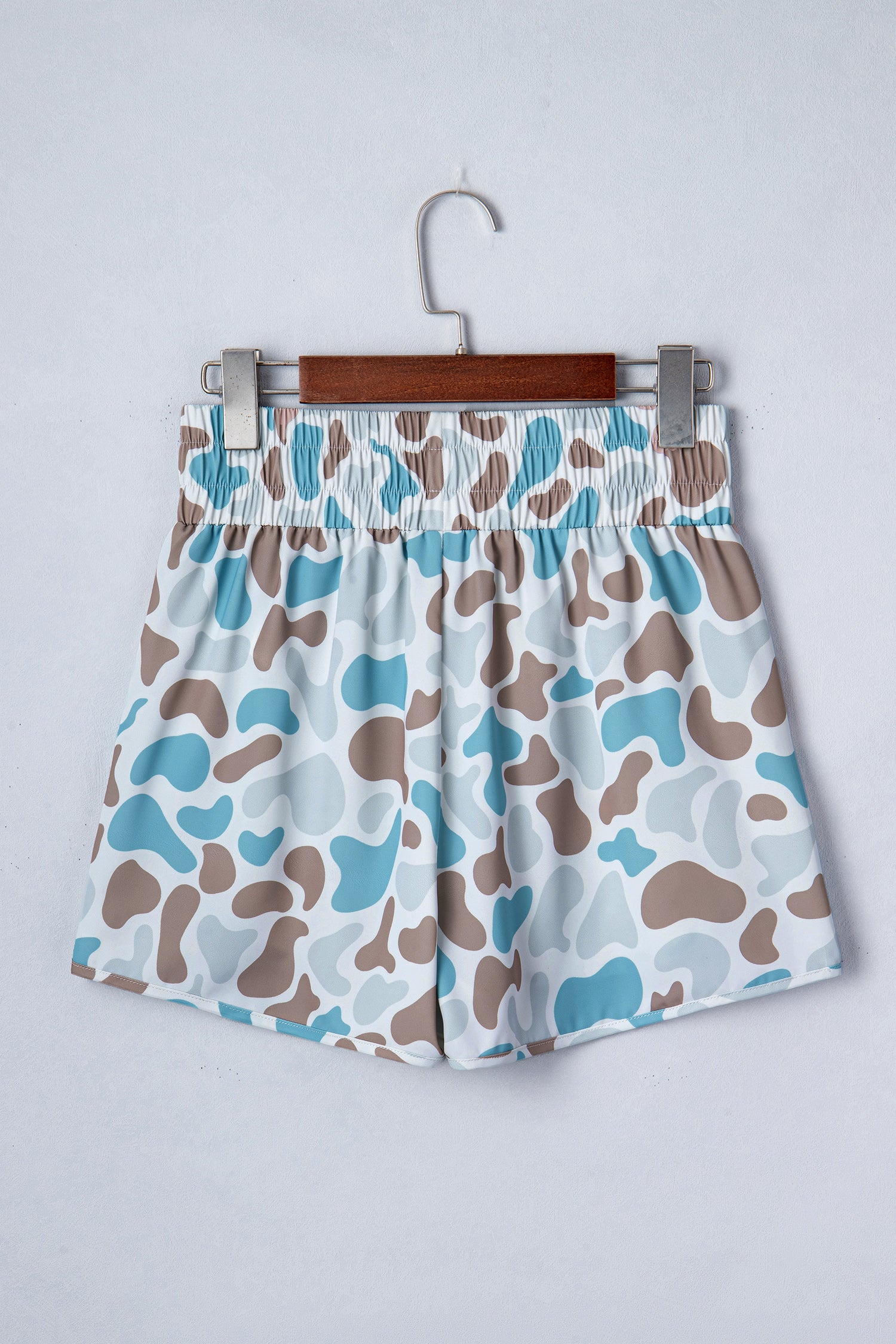 Multicolour Camouflage Print Shirred High Waist Athleisure Shorts-Bottoms/Casual Shorts-[Adult]-[Female]-2022 Online Blue Zone Planet