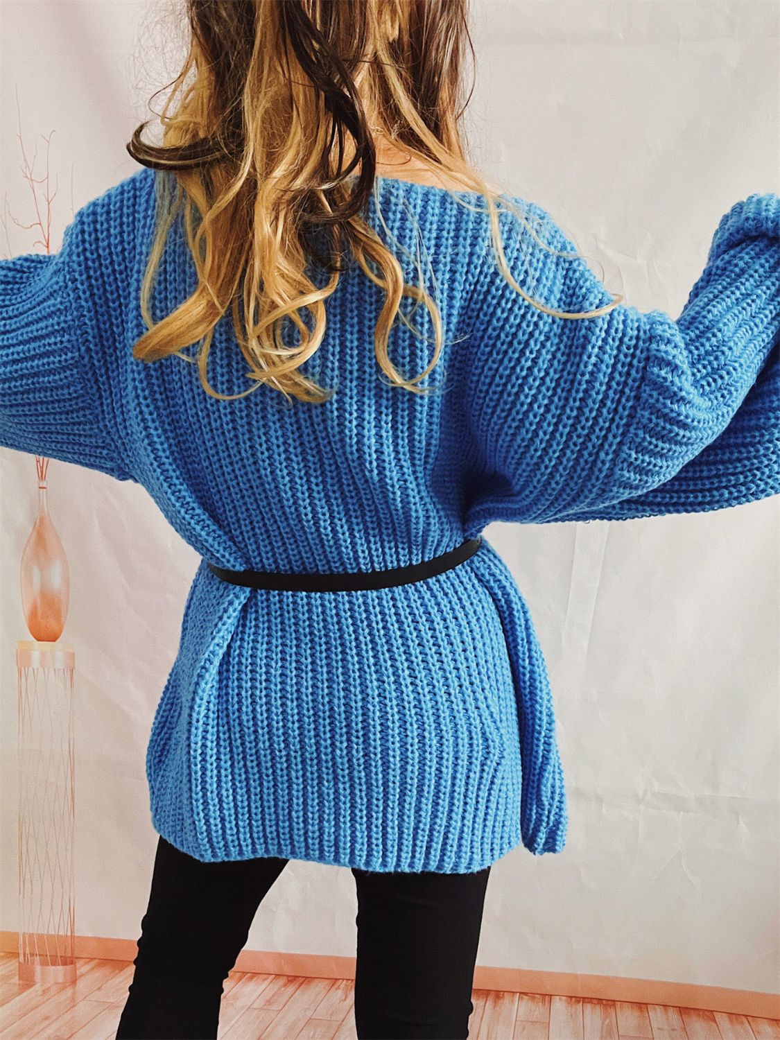 Boat Neck Long Sleeve Sweater with Belt-TOPS / DRESSES-[Adult]-[Female]-2022 Online Blue Zone Planet