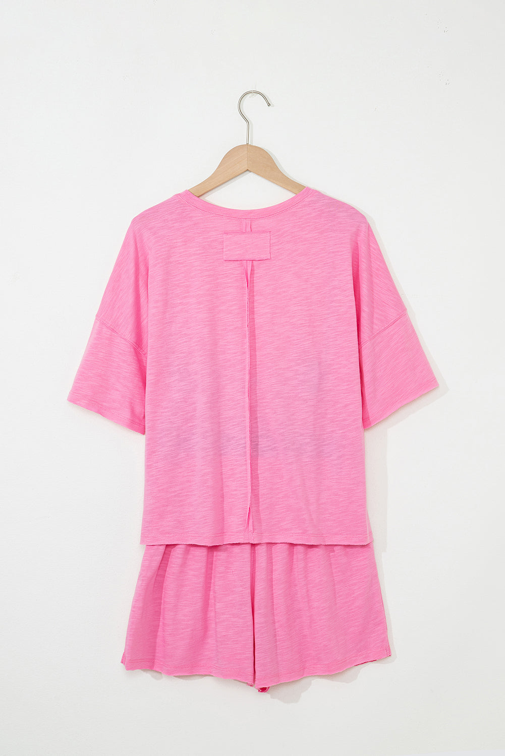 Sachet Pink Loose Fit Half Sleeve T Shirt and High Waist Skirt Set-Two Piece Sets/Two Piece Dresses-[Adult]-[Female]-2022 Online Blue Zone Planet