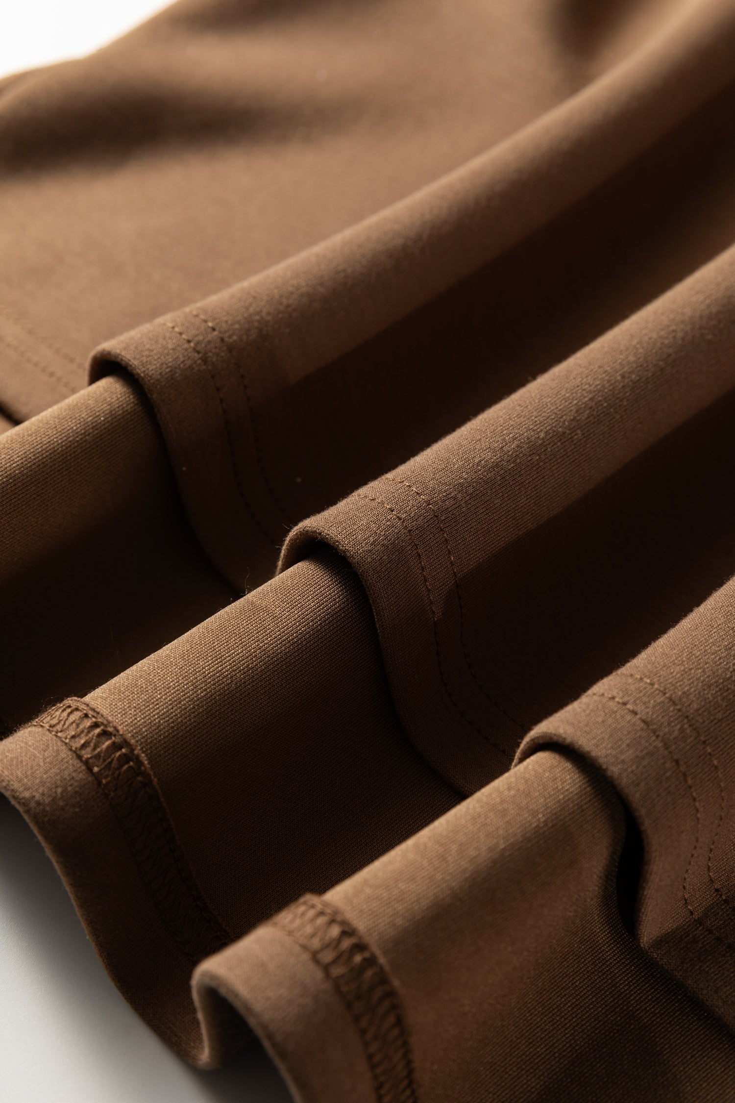 Coffee Solid Color V Neck Top and High Waist Pants Set-Two Piece Sets/Pant Sets-[Adult]-[Female]-2022 Online Blue Zone Planet