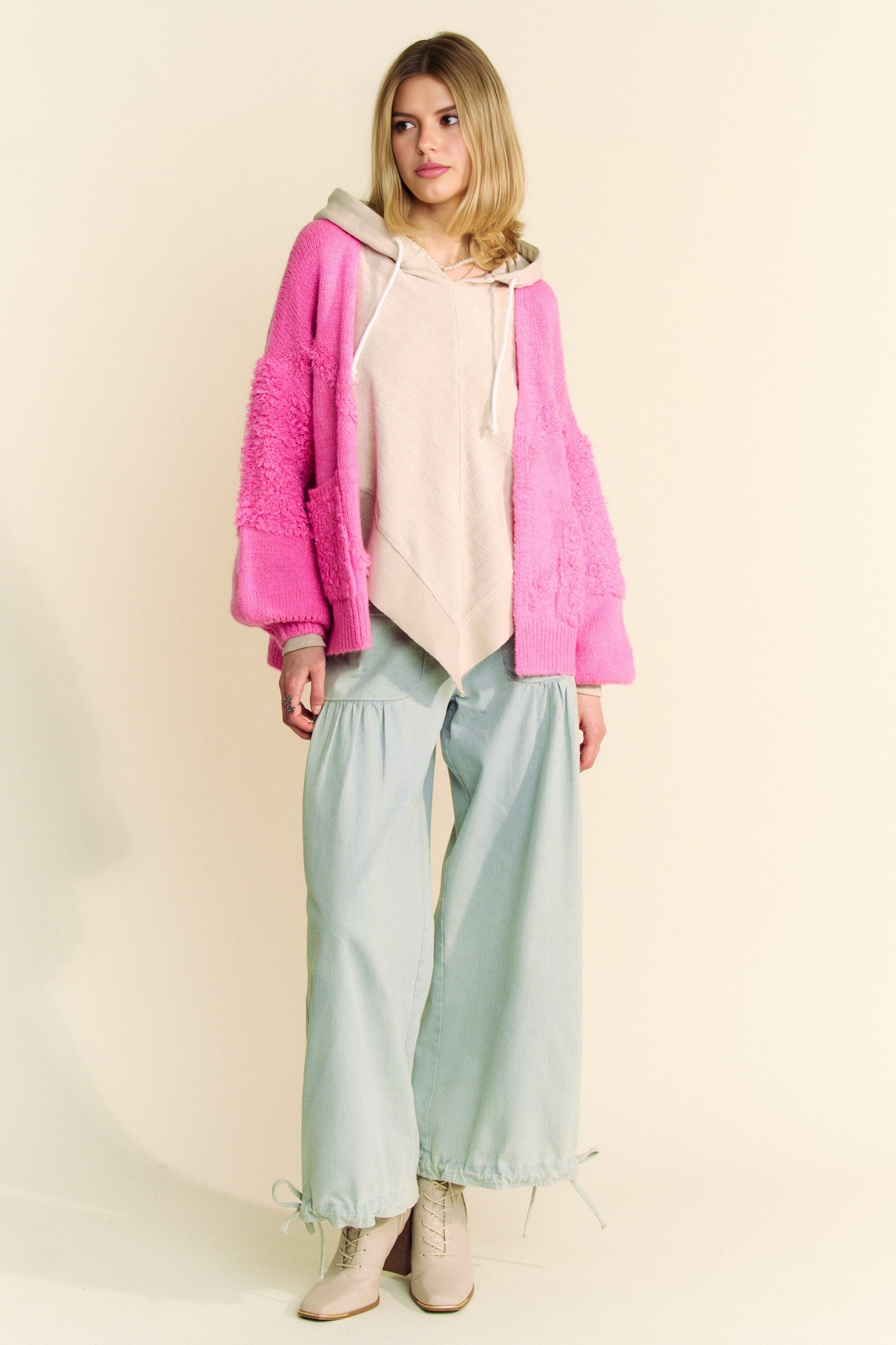Davi & Dani Side Slit Open Front Long Sleeve Cardigan-TOPS / DRESSES-[Adult]-[Female]-2022 Online Blue Zone Planet