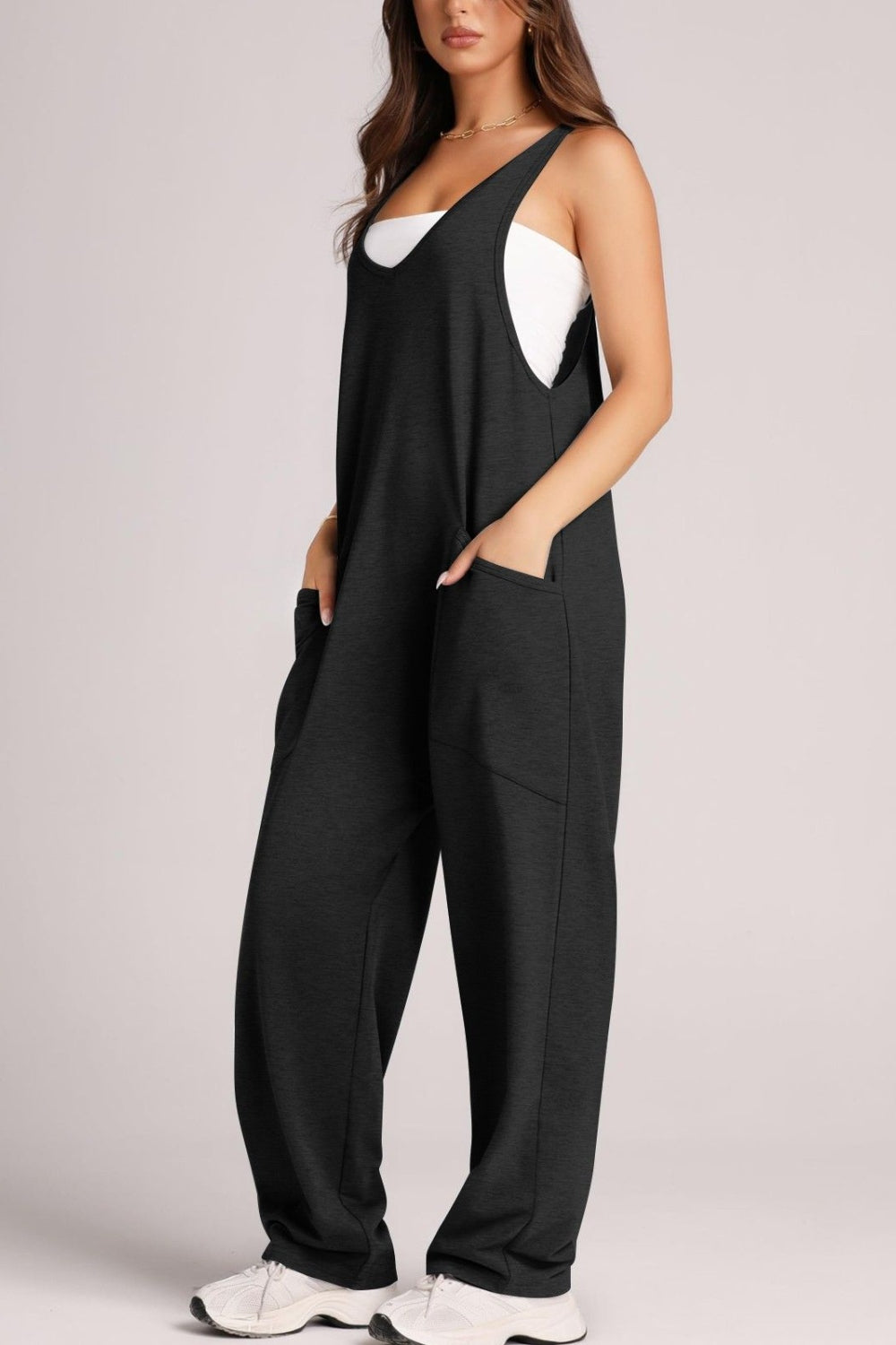 Blue Zone Planet | Wide Strap Jumpsuit with Pockets-TOPS / DRESSES-[Adult]-[Female]-2022 Online Blue Zone Planet