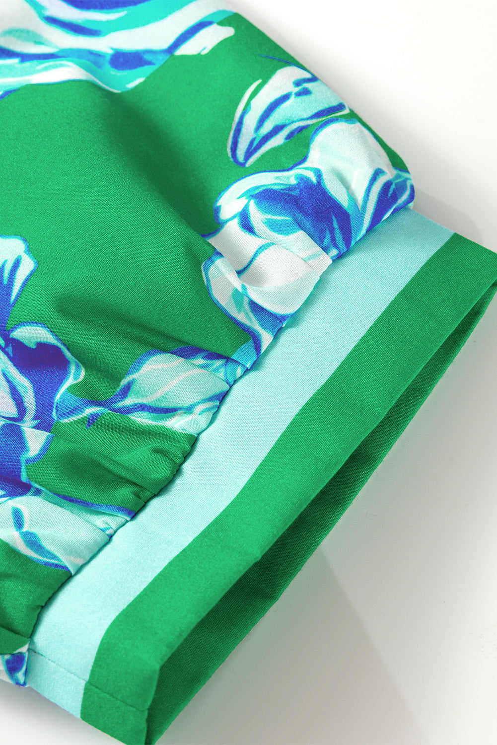 Bright Green Rose Floral Print Puff Short Sleeve Summer Blouse-Tops/Blouses & Shirts-[Adult]-[Female]-2022 Online Blue Zone Planet