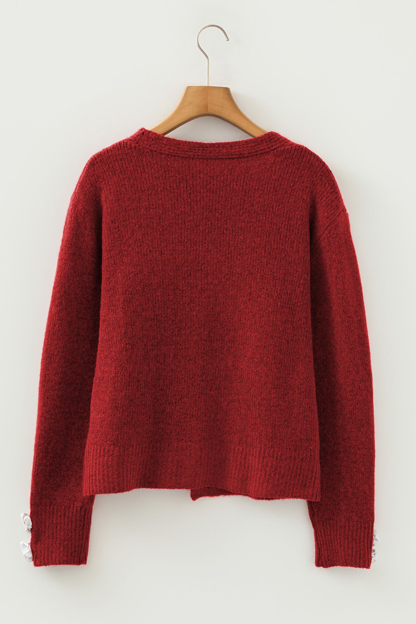 Fiery Red Heart Metal Button V Neck Cardigan Sweater-TOPS / DRESSES-[Adult]-[Female]-2022 Online Blue Zone Planet