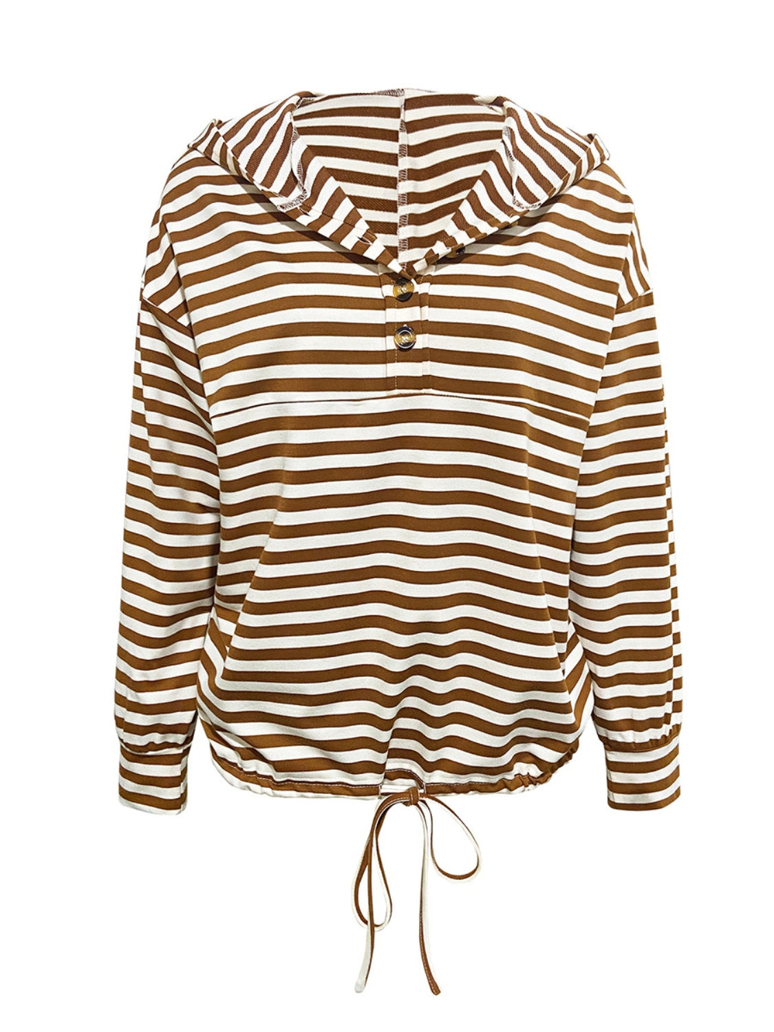 Drawstring Striped Long Sleeve Hoodie-TOPS / DRESSES-[Adult]-[Female]-2022 Online Blue Zone Planet