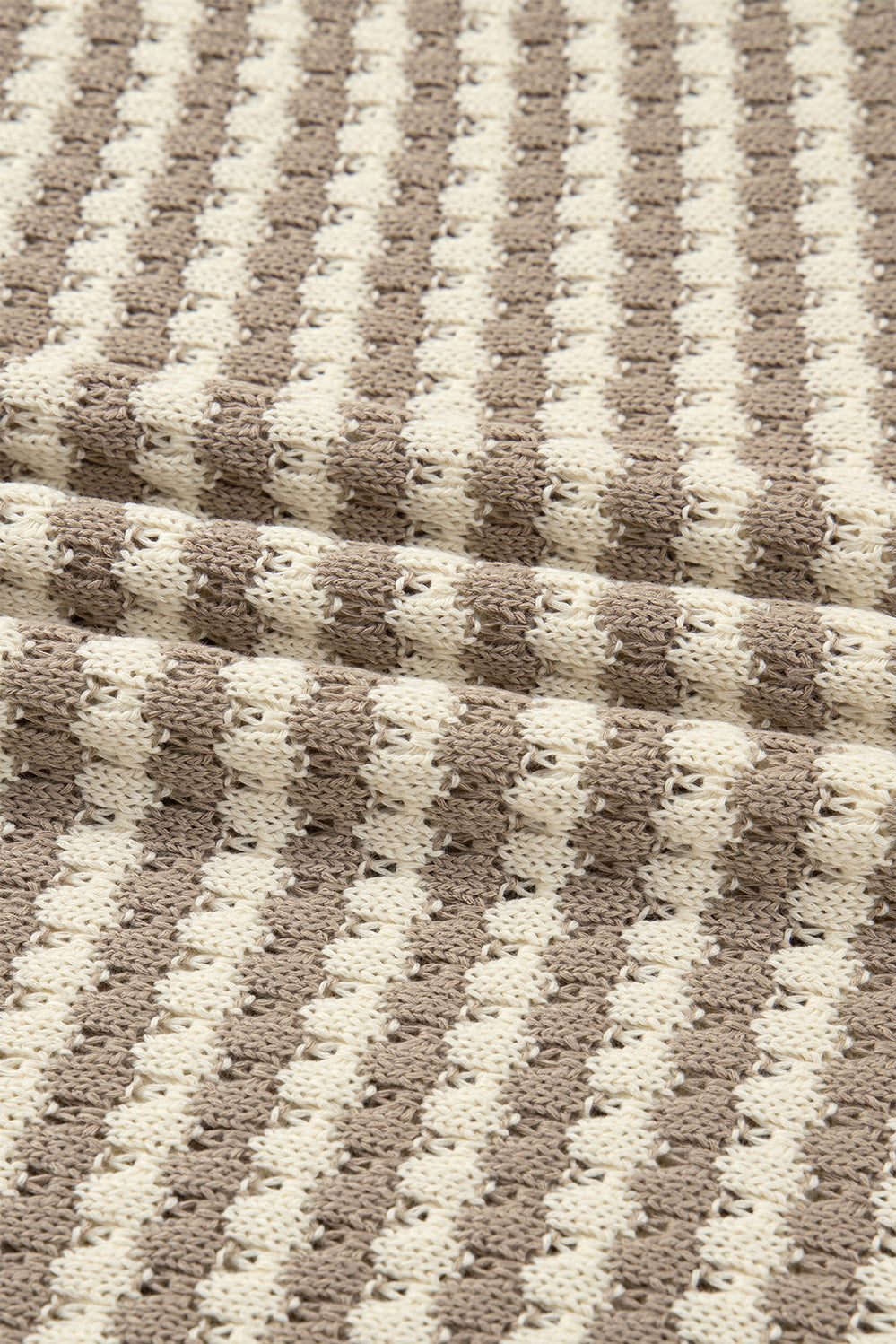 Khaki Stripe Plus Size V Neck Drop Shoulder Sweater-Plus Size/Plus Size Sweaters & Cardigans-[Adult]-[Female]-2022 Online Blue Zone Planet