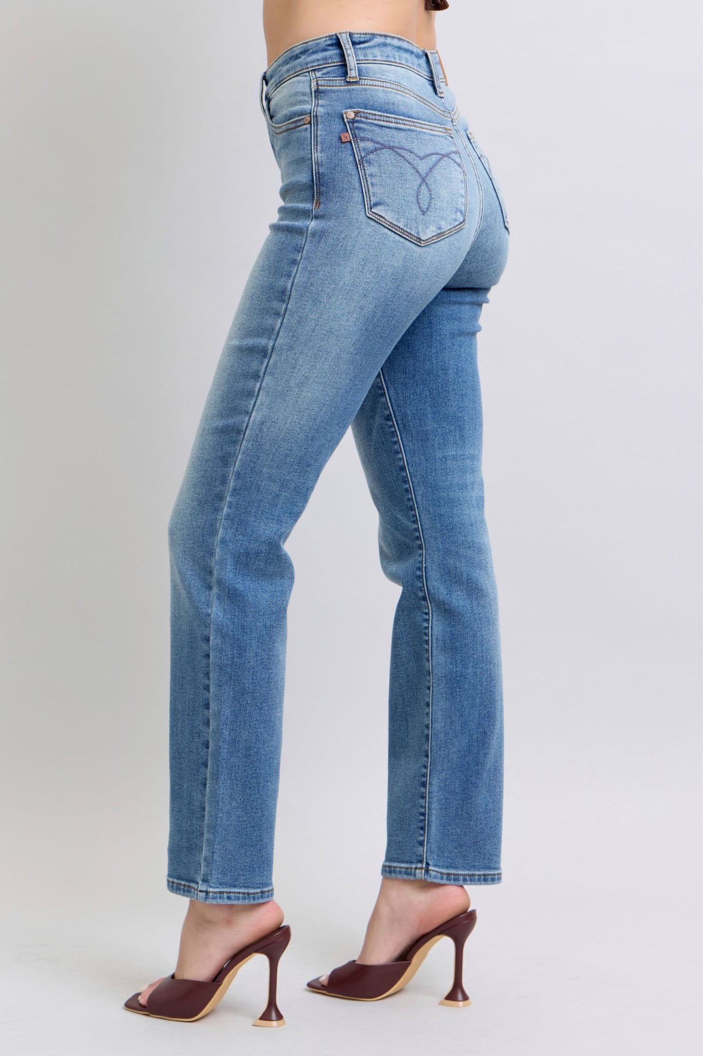 Judy Blue Full Size Wash Thermal Straight Jeans with Pockets-BOTTOMS SIZES SMALL MEDIUM LARGE-[Adult]-[Female]-2022 Online Blue Zone Planet