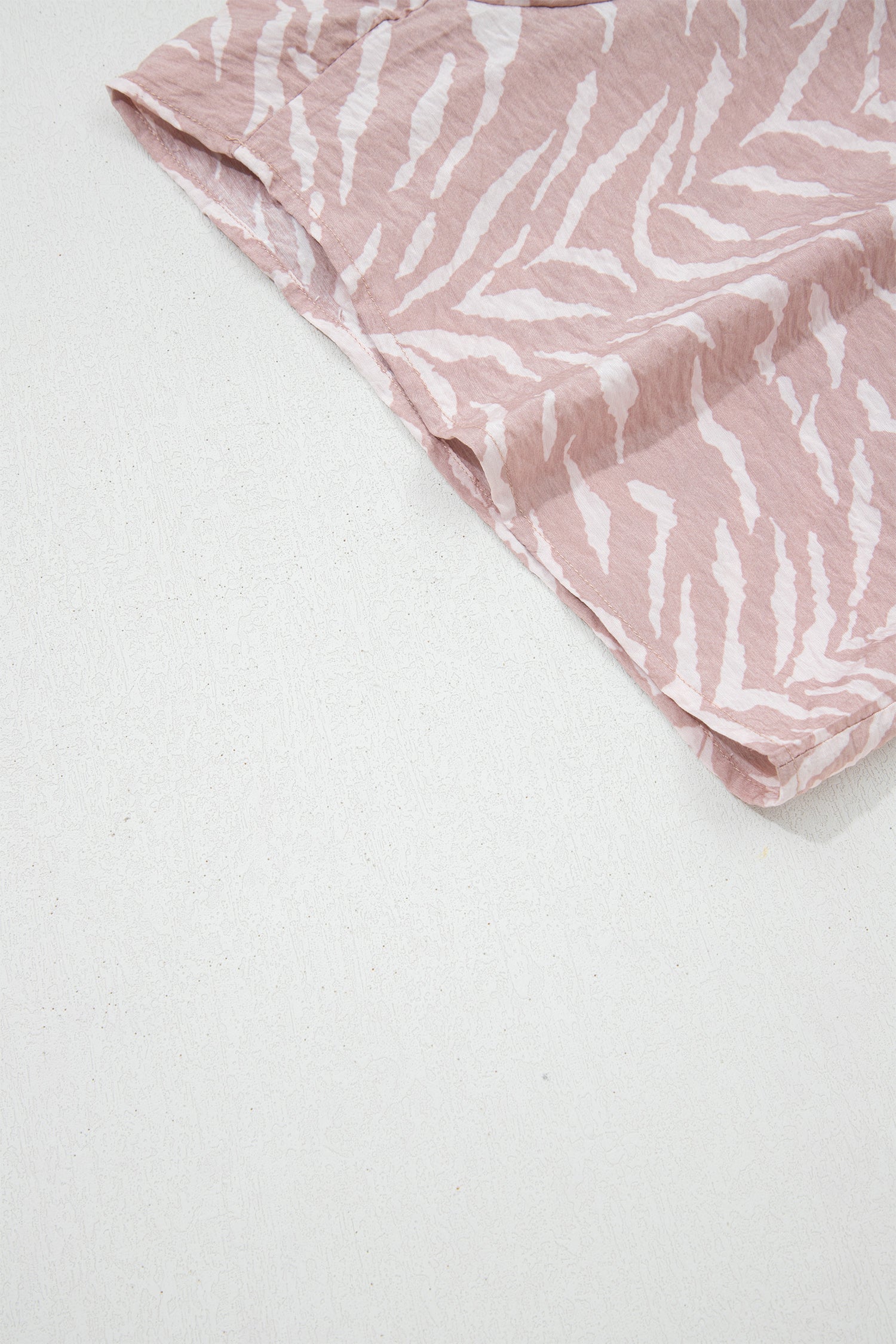 Khaki Abstract Print Cuffed Short Sleeve Loose Top Short Set-Two Piece Sets/Short Sets-[Adult]-[Female]-2022 Online Blue Zone Planet