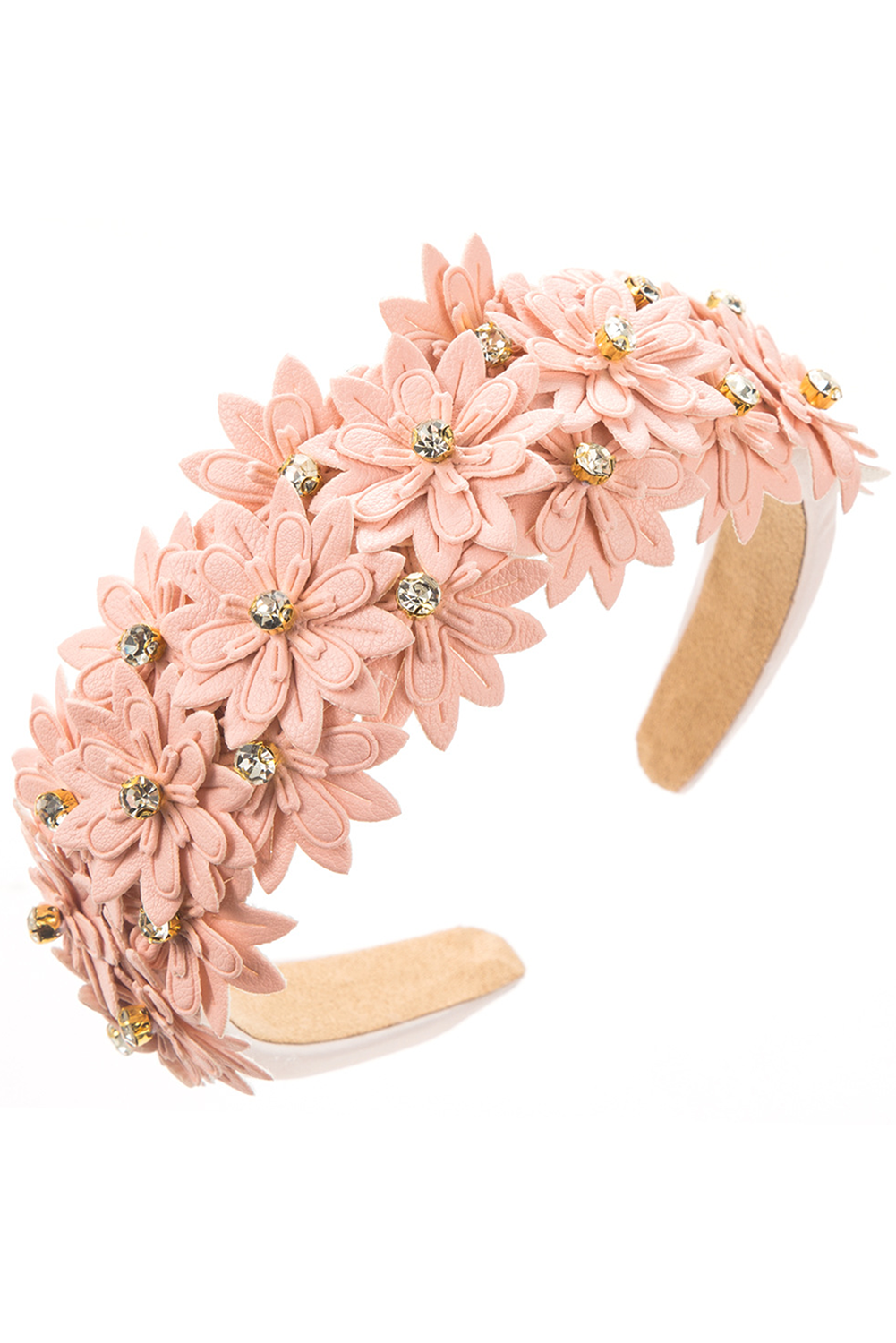 Pale Chestnut Rhinestone Flower Headband-Hairband-[Adult]-[Female]-Pale Chestnut-ONE SIZE-2022 Online Blue Zone Planet