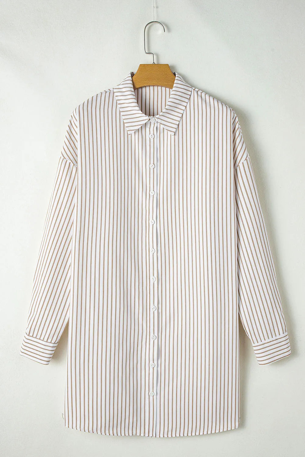 Striped Long Sleeve Mini Shirt Dress-TOPS / DRESSES-[Adult]-[Female]-2022 Online Blue Zone Planet