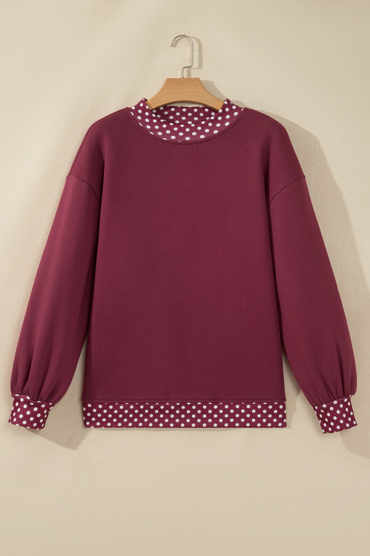 Dirty blue Colorblock Polka Dot Contrast Trim Oversized Sweatshirt-Tops/Sweatshirts & Hoodies-[Adult]-[Female]-2022 Online Blue Zone Planet